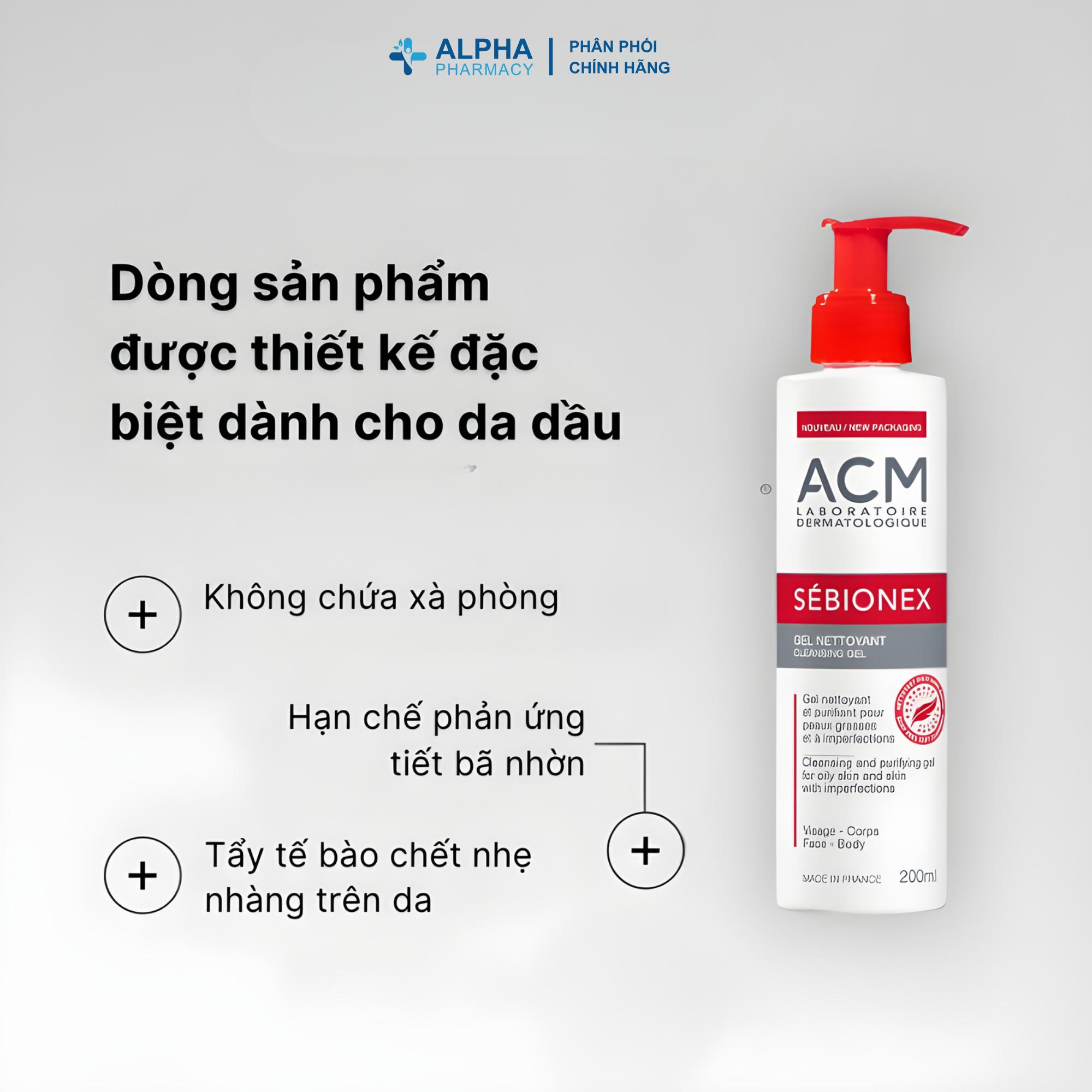 Sữa Rửa Mặt Làm Sạch Sâu Cho Da Dầu Mụn ACM Sebionex Cleansing Gel - 200ml - Image 3