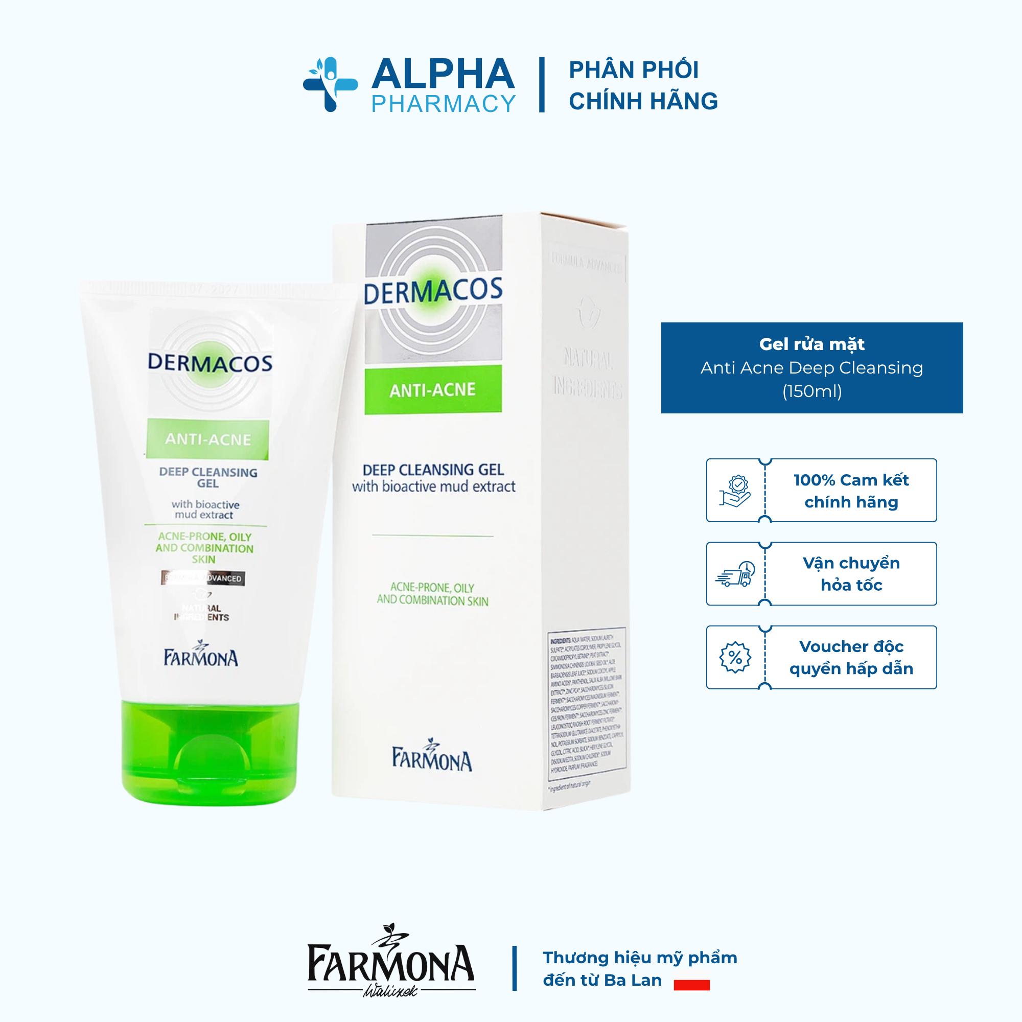 Gel Rửa Mặt Dermacos Anti Acne Deep Cleansing Làm Sạch Sâu & Ngừa Mụn – 150ml