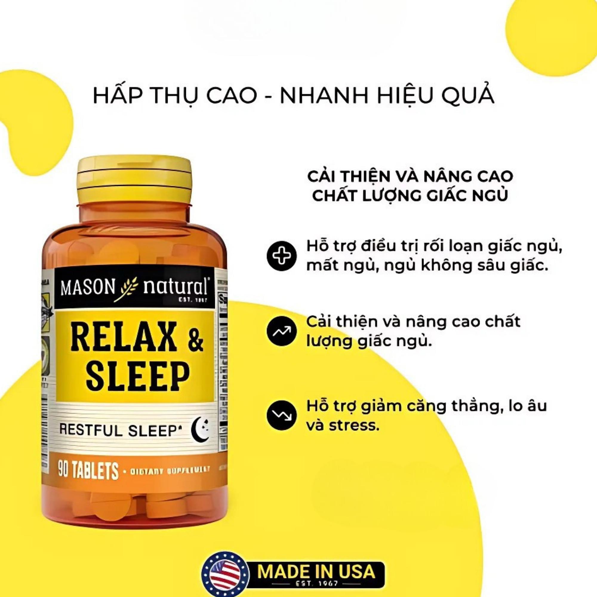 Viên Uống Bổ Sung Mason Natural Relax & Sleep Hỗ Trợ Giấc Ngủ Ngon, Giảm Căng Thẳng - Image 2