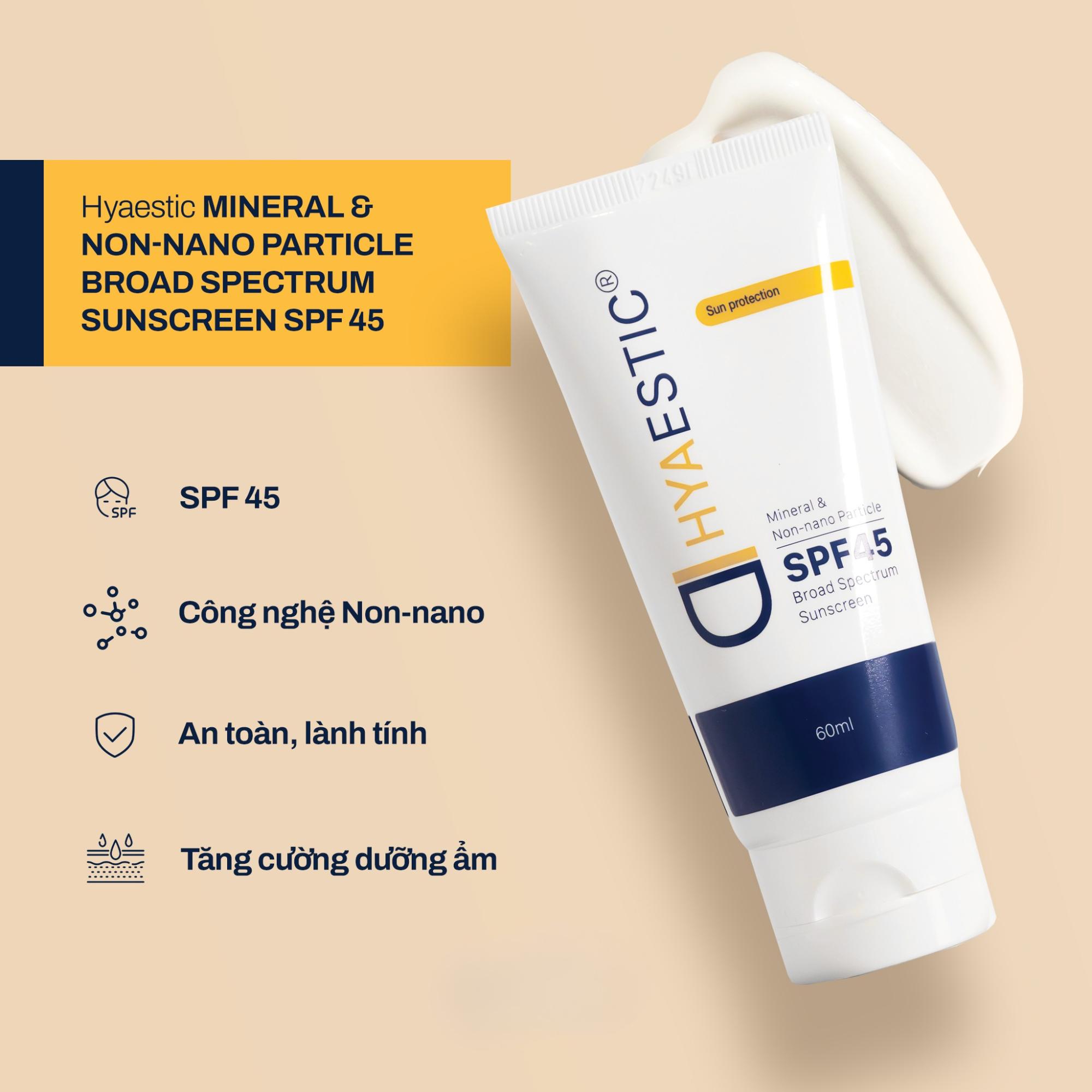 Kem Chống Nắng Dưỡng Ẩm Ngăn Ngừa Tổn Thương Hyaestic Mineral & Non-Nano Particle Broad Spectrum Sunscreen SPF45 - 60ml - Image 2