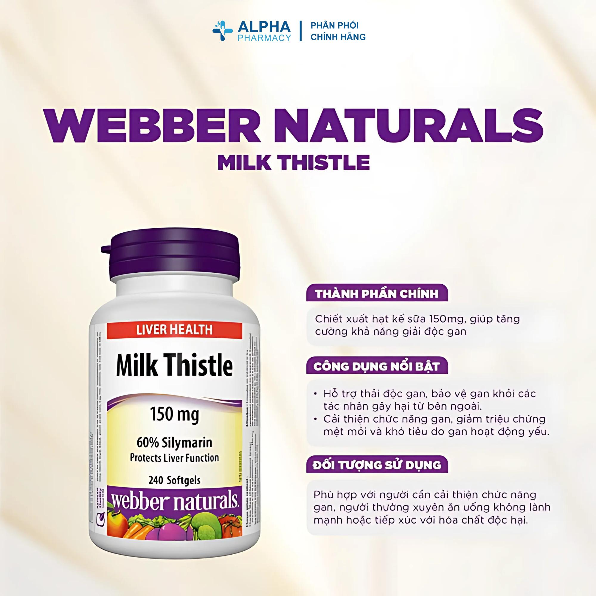 Viên Uống Milk Thistle Webber Naturals Bảo Vệ Và Hỗ Trợ Chức Năng Gan – Lọ 240 Viên - Image 2