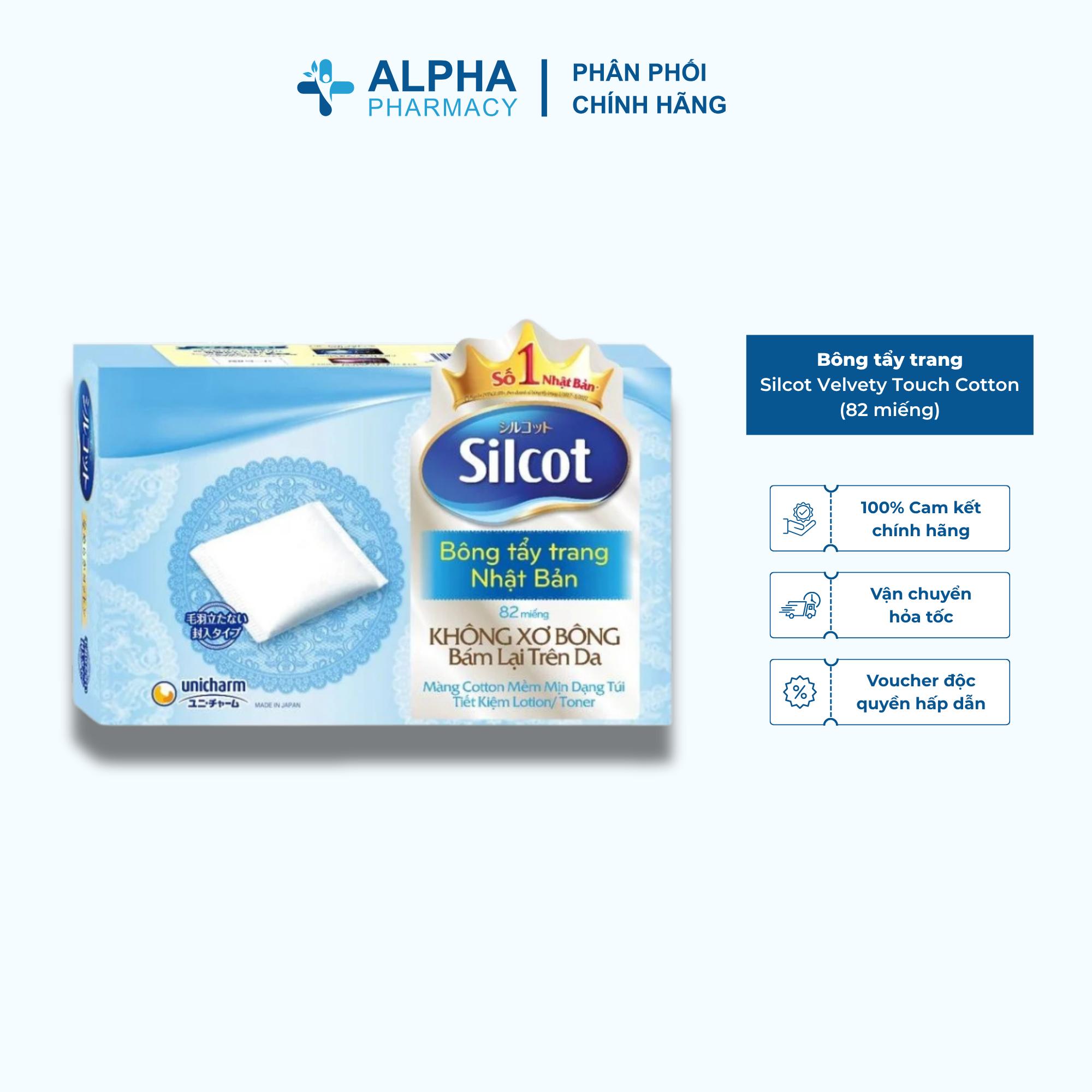 Bông Tẩy Trang Silcot Velvety Touch Cotton Nhật Bản Hộp 82 Miếng