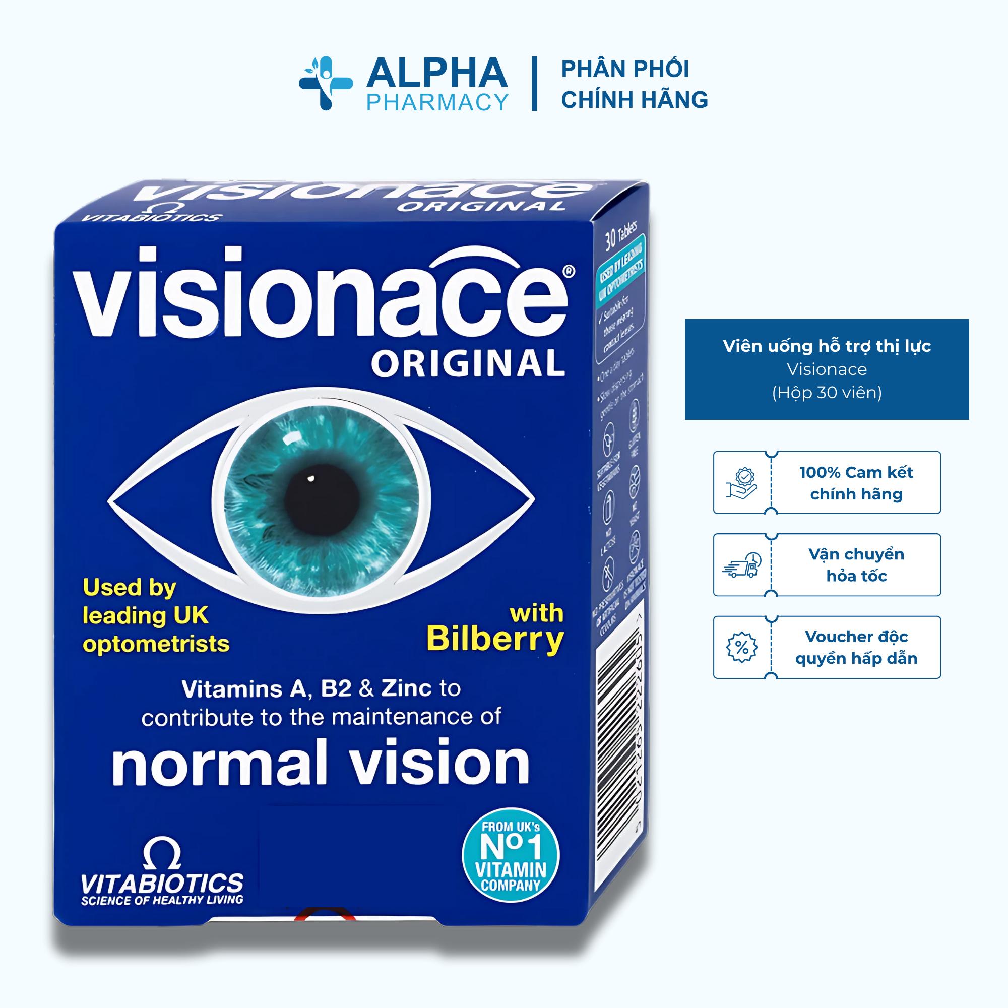 Viên Uống Vitabiotics Visionace Hỗ Trợ Thị Lực Và Làm Chậm Lão Hóa Mắt – Hộp 30 Viên