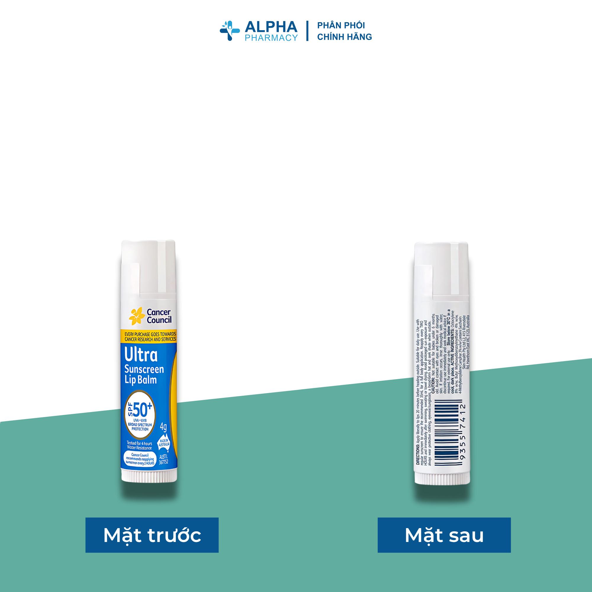 Son Dưỡng Môi Chống Nắng Cancer Council Ultra Suncreen Lip Balm SPF50+ Bảo Vệ & Dưỡng Ẩm Môi Hiệu Quả - 4g - Image 5