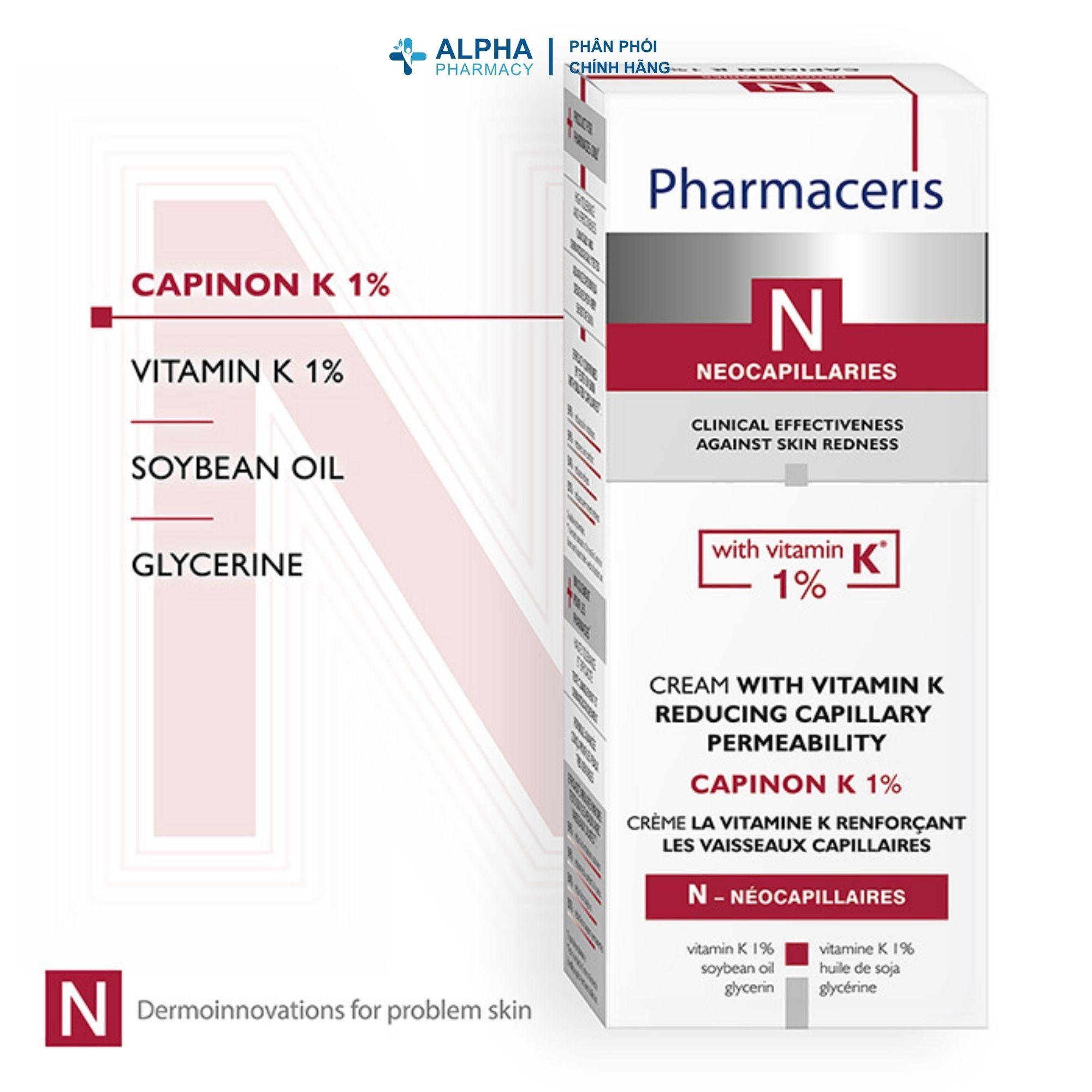 Kem Dưỡng Vitamin K Pharmaceris Capinon K 1% Cho Da Dễ Bị Đỏ, Giãn Mao Mạch – 30ml - Image 4
