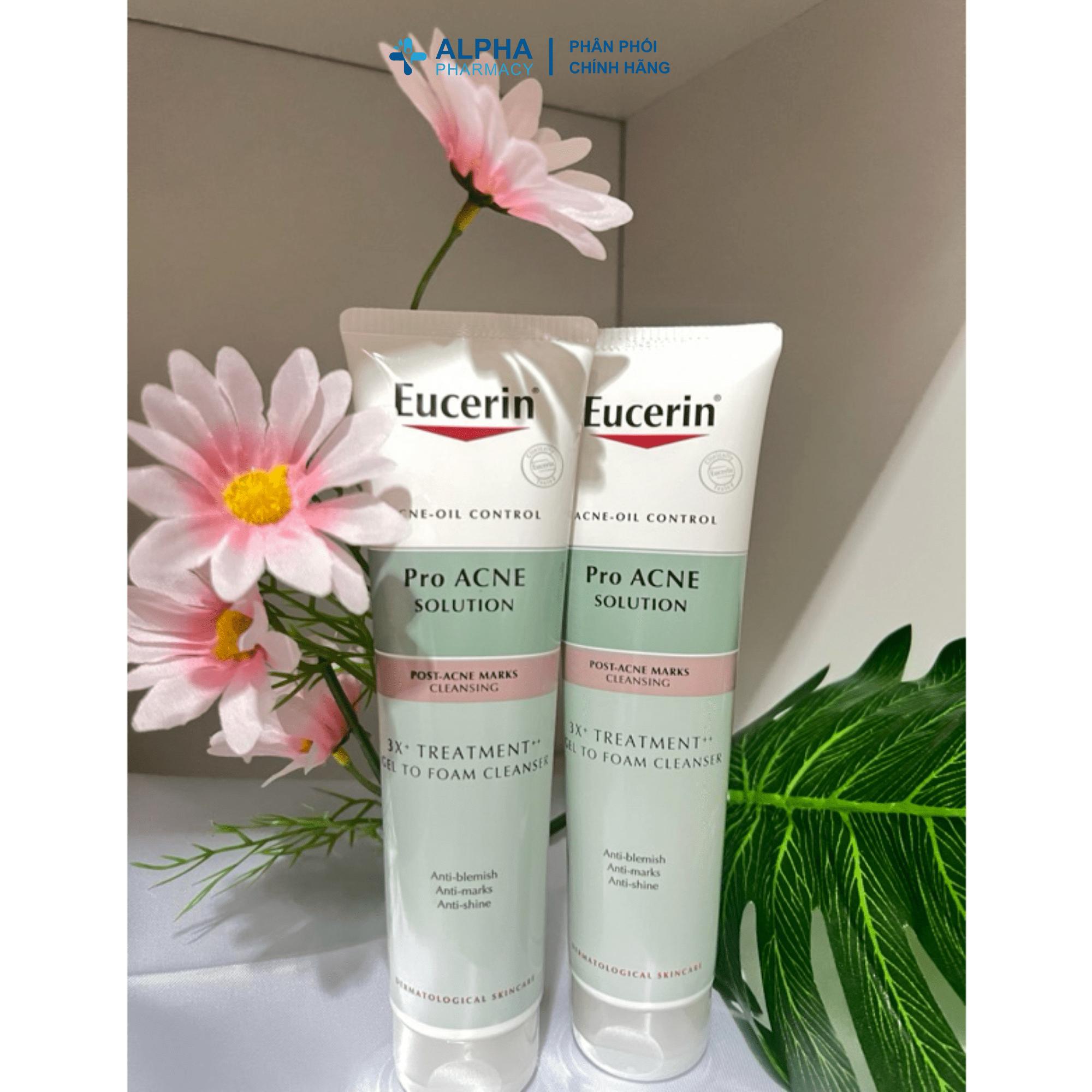 Gel Rửa Mặt Eucerin ProACNE 3X Treatment Gel To Foam Cleanser Làm Sạch Sâu & Giảm Mụn – 75ml/150ml/400ml - Image 4