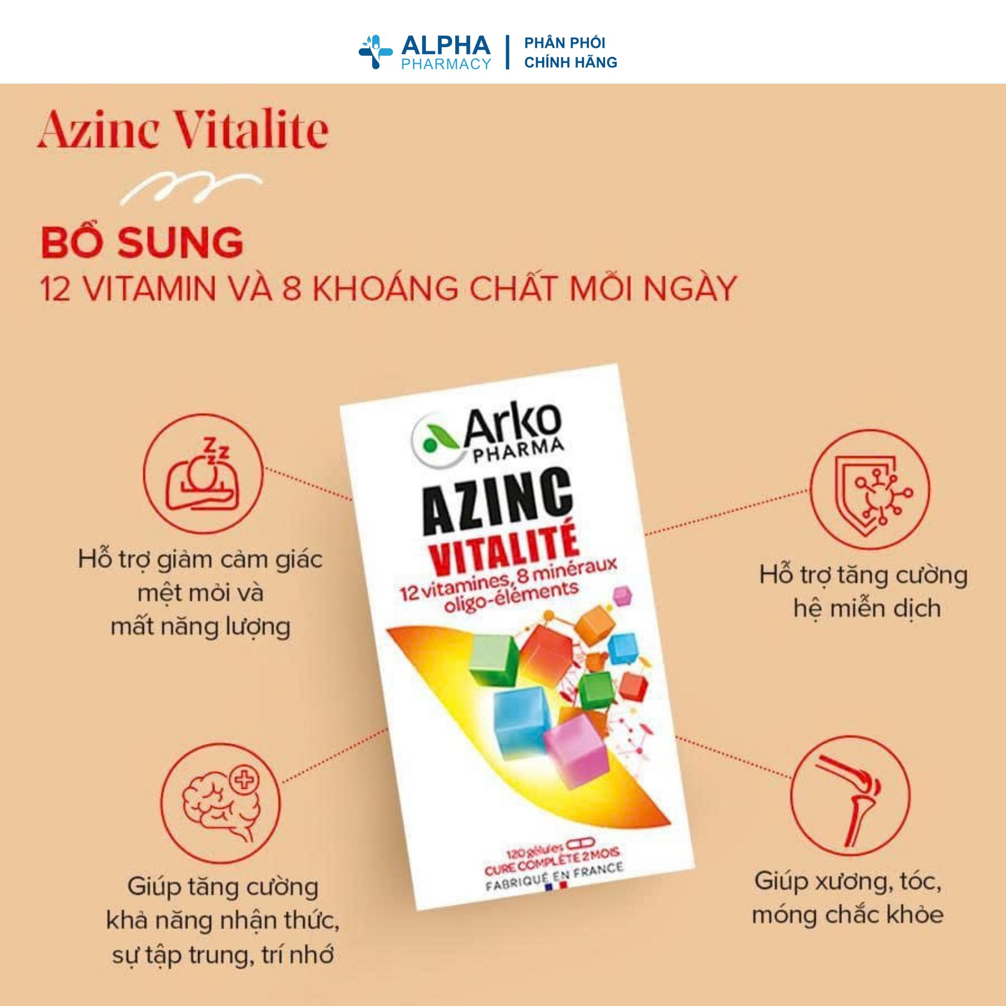 Thực Phẩm Bảo Vệ Sức Khỏe Arkopharma Azinc Vitalite-Bổ Sung Vitamin, Khoáng Chất Giúp Tăng Cường Sức Khỏe (Hộp 120 Viên) - Image 4