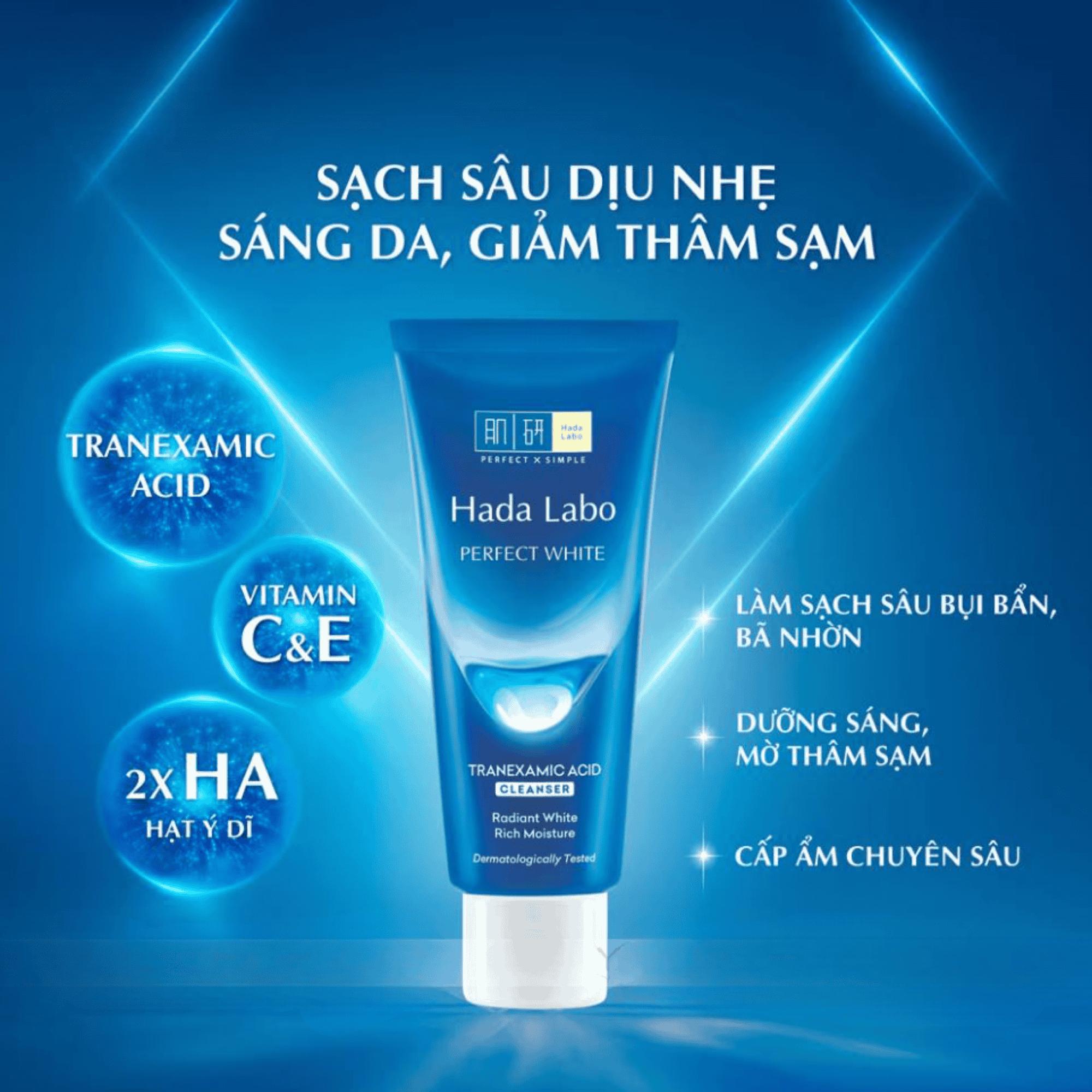 Sữa Rửa Mặt Dưỡng Sáng Hada Labo Perfect White Cleanser - 80g - Image 4