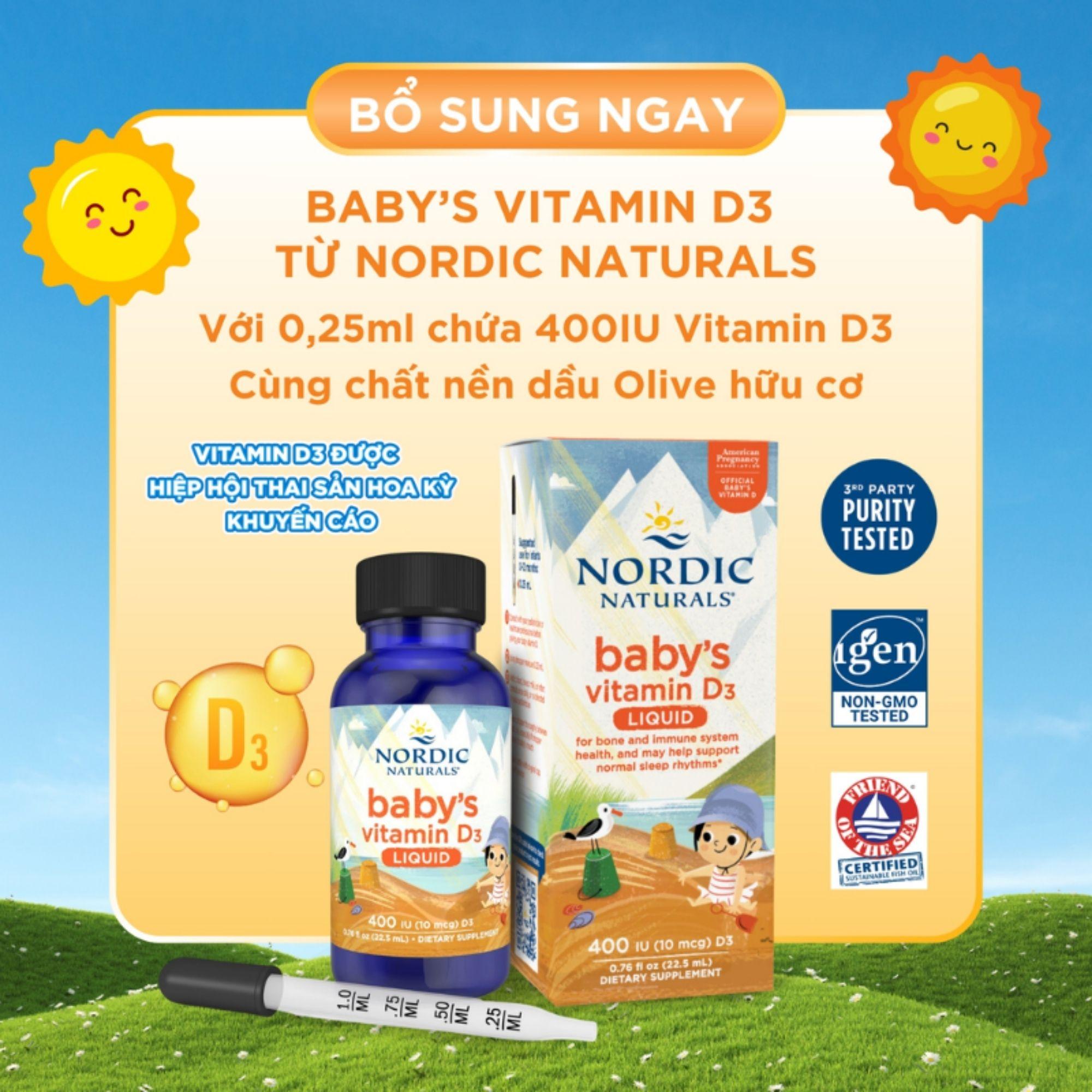 Nordic Naturals Baby’s Vitamin D3 Bổ Sung Vitamin D3 Dạng Giọt Cho Trẻ Sơ Sinh 0+ - 22.5ml - Image 3