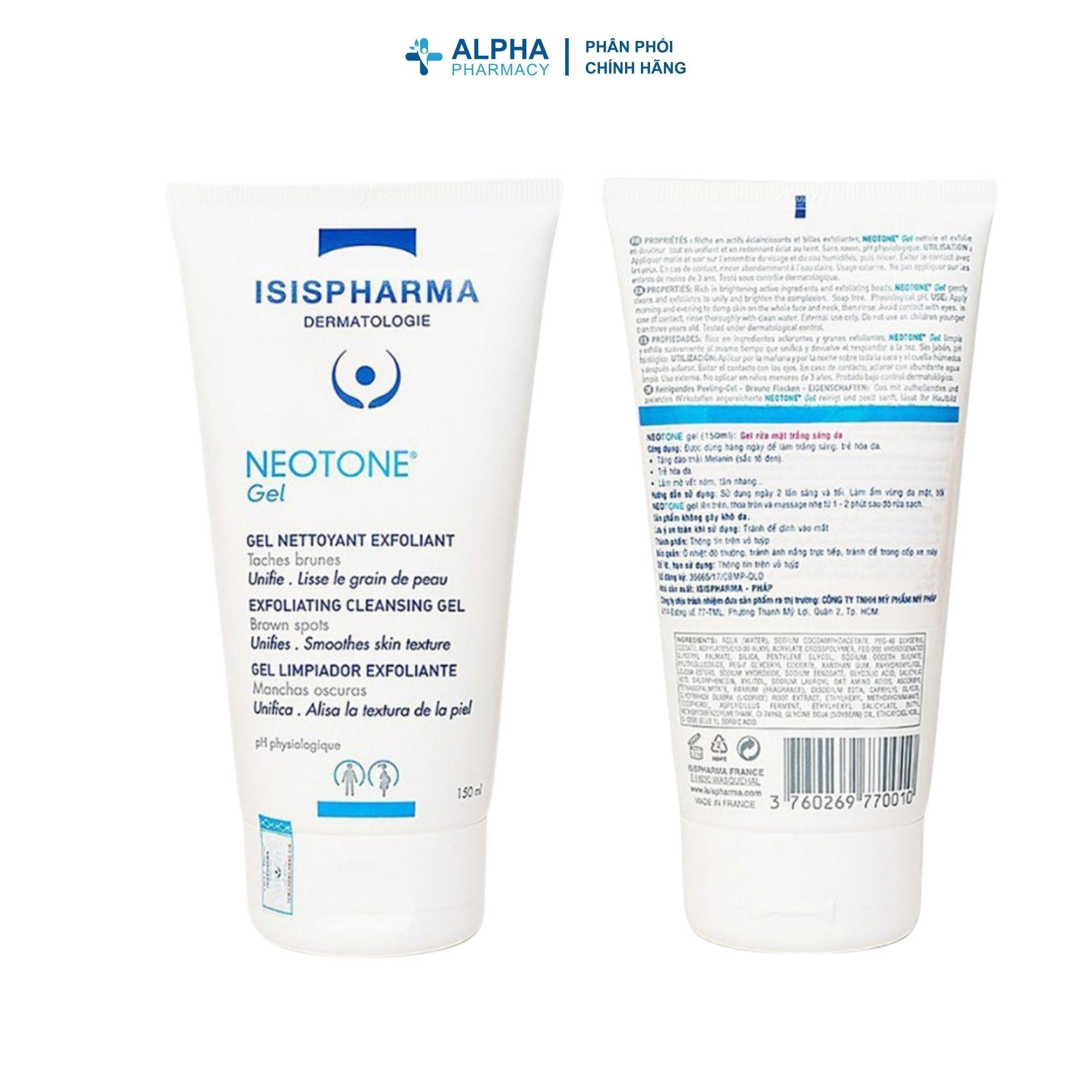 Gel Rửa Mặt Isis Pharma Neotone Cleansing Gel Làm Sạch, Trắng Sáng Da – 150ml - Image 4