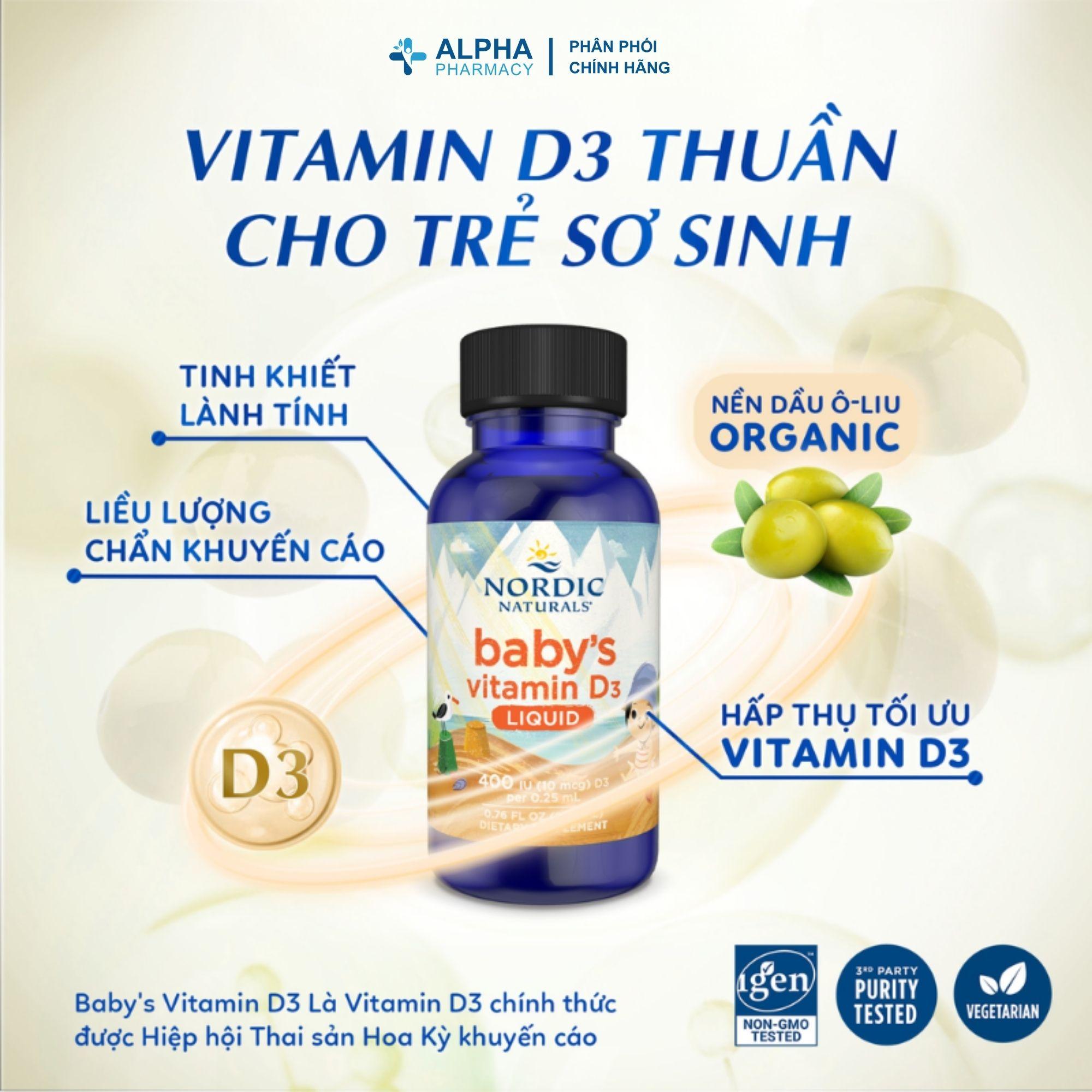 Nordic Naturals Baby’s Vitamin D3 Bổ Sung Vitamin D3 Dạng Giọt Cho Trẻ Sơ Sinh 0+ - 22.5ml - Image 2