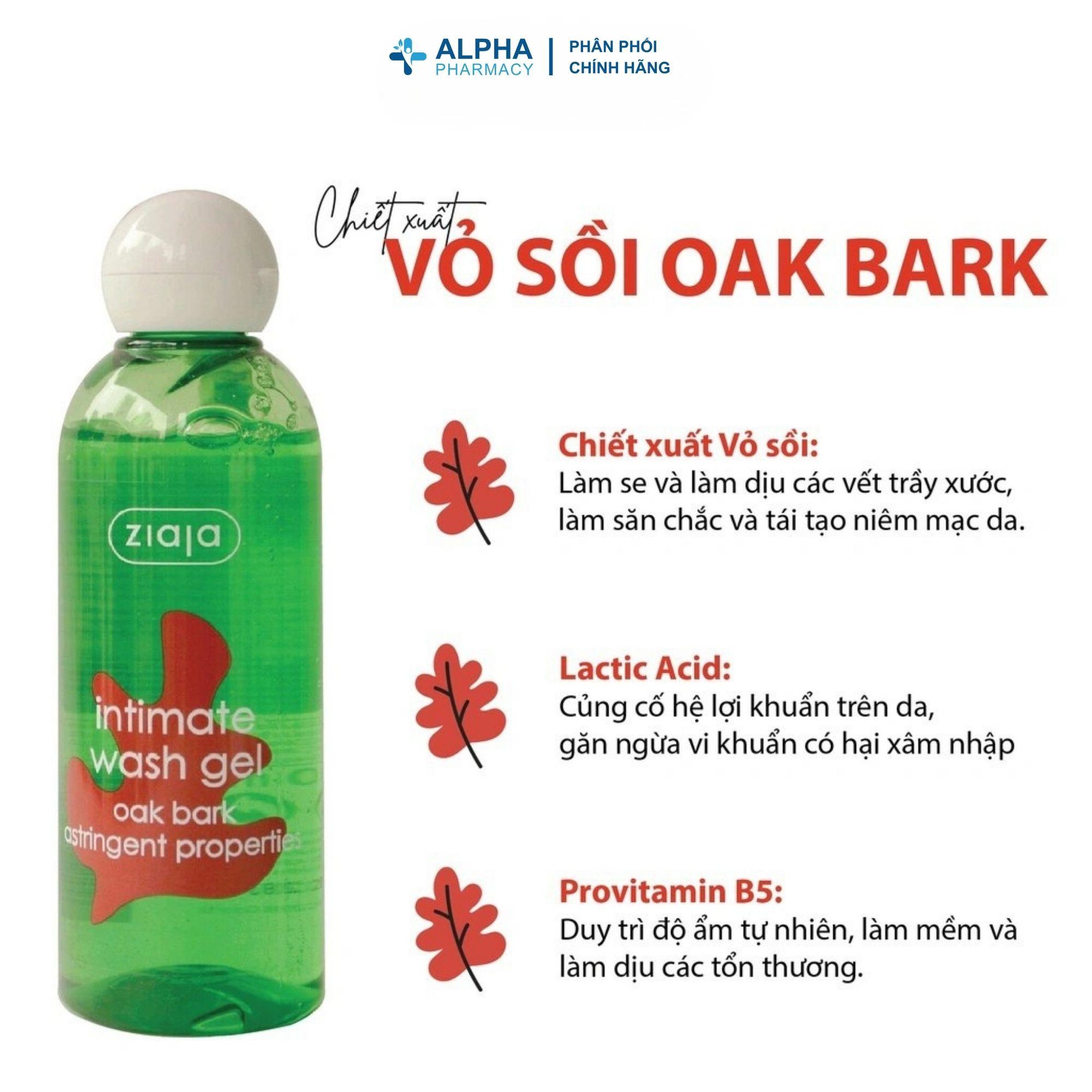 Dung Dịch Vệ Sinh Phụ Nữ Vỏ Xoài Đỏ Ziaja Intimate Wash Gel Oak Bark Astringent Properties - 200ml - Image 3