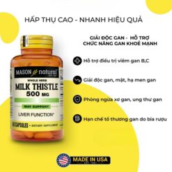 Alternative view of Viên Uống Bổ Sung Mason Milk Thistle 500mg Hỗ Trợ Giải Độc Gan, Bảo Vệ Gan Khỏe Mạnh