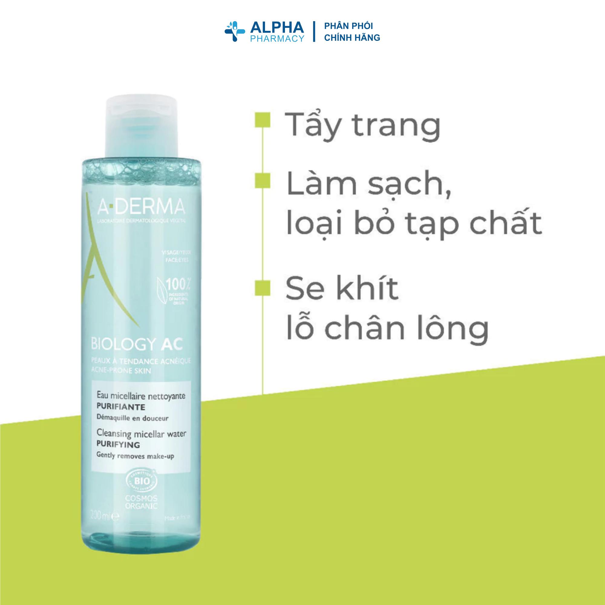 Nước Tẩy Trang Dịu Nhẹ Dành Cho Da Dầu Mụn A-Derma Biologi AC Purifying Cream Micellar Water - 200ml - Image 3