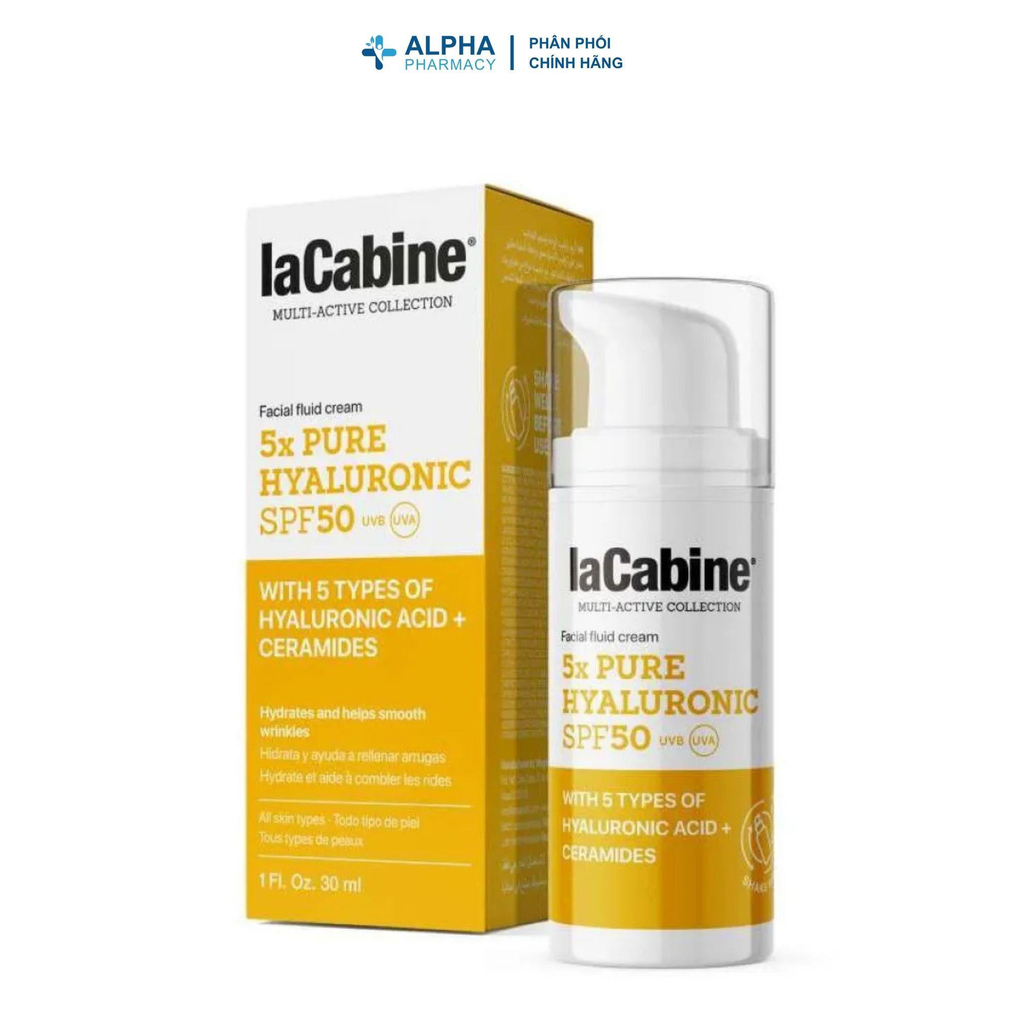 Kem Chống Nắng LaCabine Crema Facial Fluida 5X Pure Hyaluronic SPF50 Cấp Ẩm, Bảo Vệ Da – 30ml - Image 2