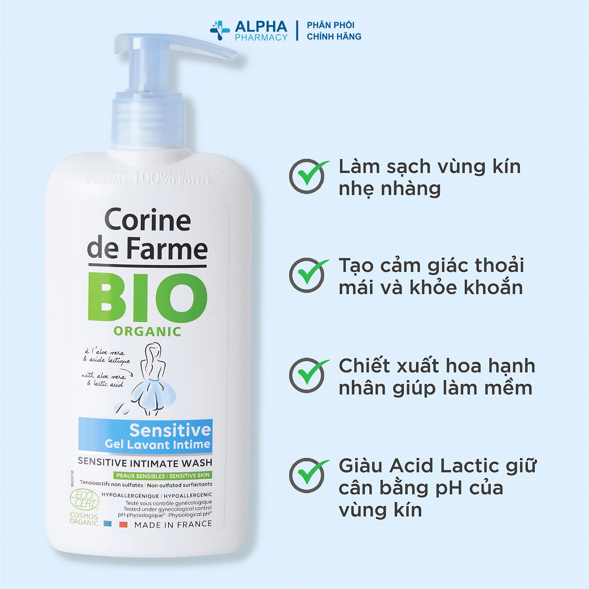 Dung Dịch Vệ Sinh Phụ Nữ Hữu Cơ Corine De Farme Organic Sensitive Intimate Wash – 250ml - Image 3
