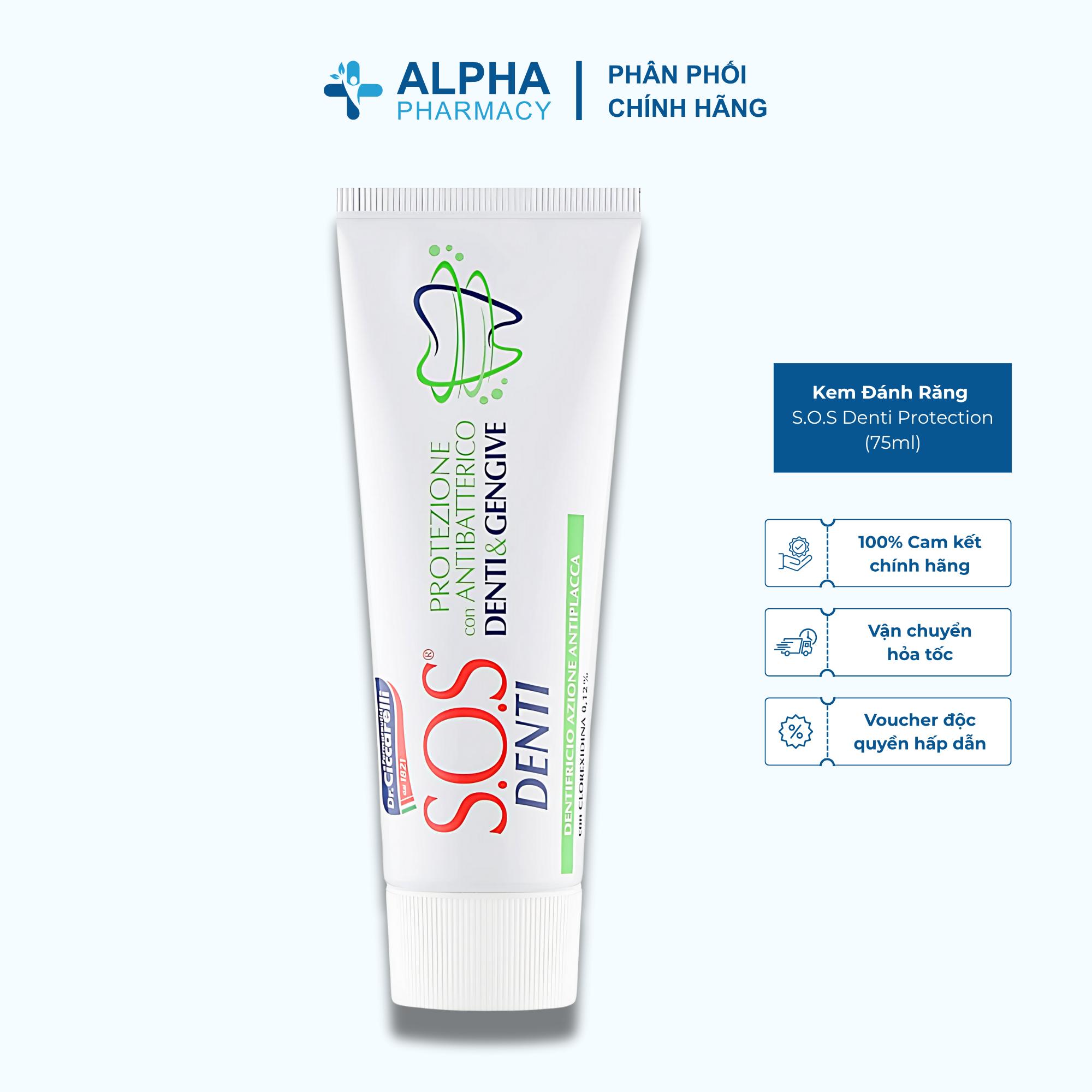 Kem Đánh Răng S.O.S Denti Protection Kháng Khuẩn, Bảo Vệ Răng Nướu – 75ml