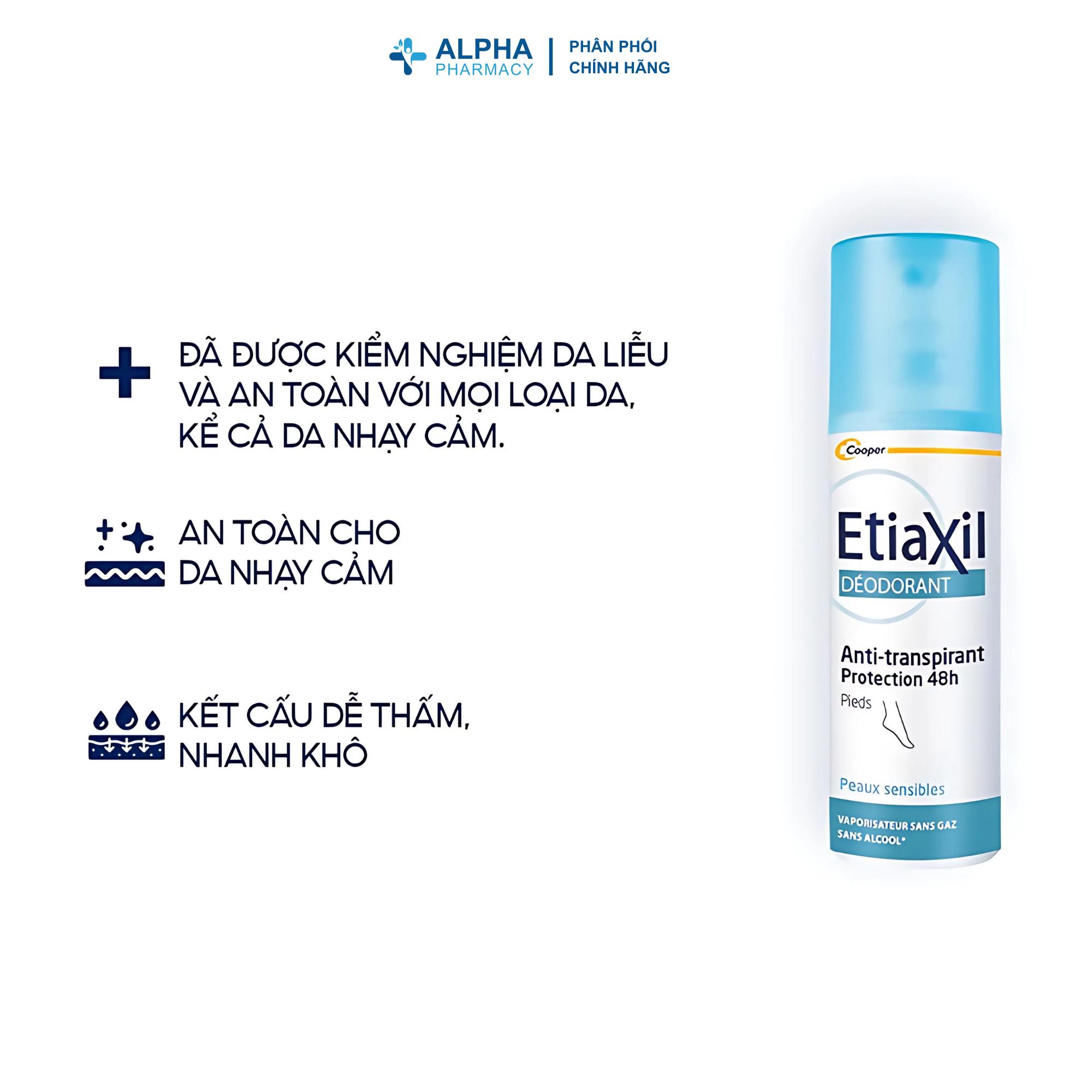 Xịt Khử Mùi Etiaxil Deodorant Anti- Transpirant 48H Pieds Peaux Sensibles Vaporisateur Cho Chân, Giảm Mùi & Mồ Hôi – 150ml - Image 3