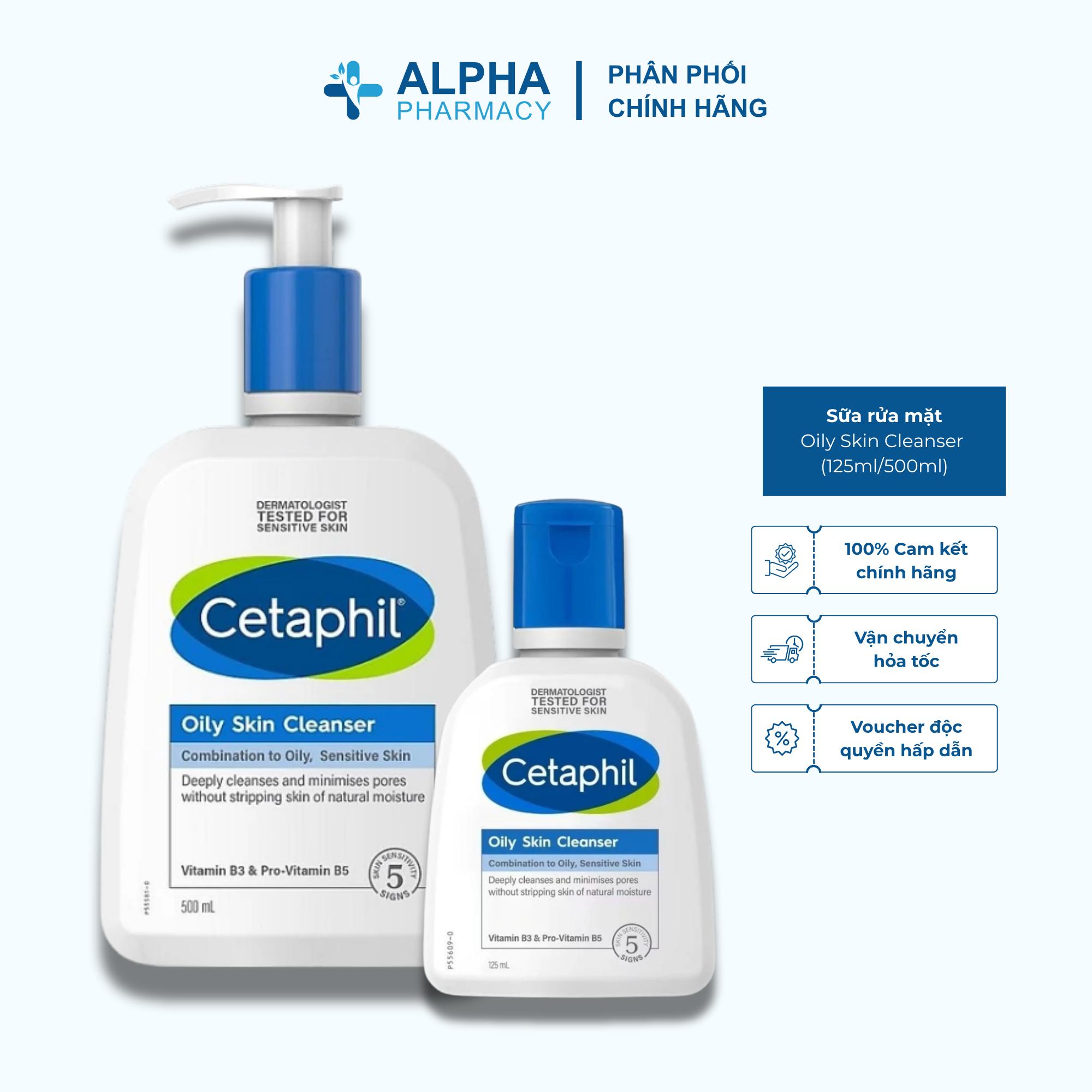 Sữa Rửa Mặt Cetaphil Oily Skin Cleanser Kiểm Soát Dầu, Ngăn Ngừa Mụn - 125ml/500ml