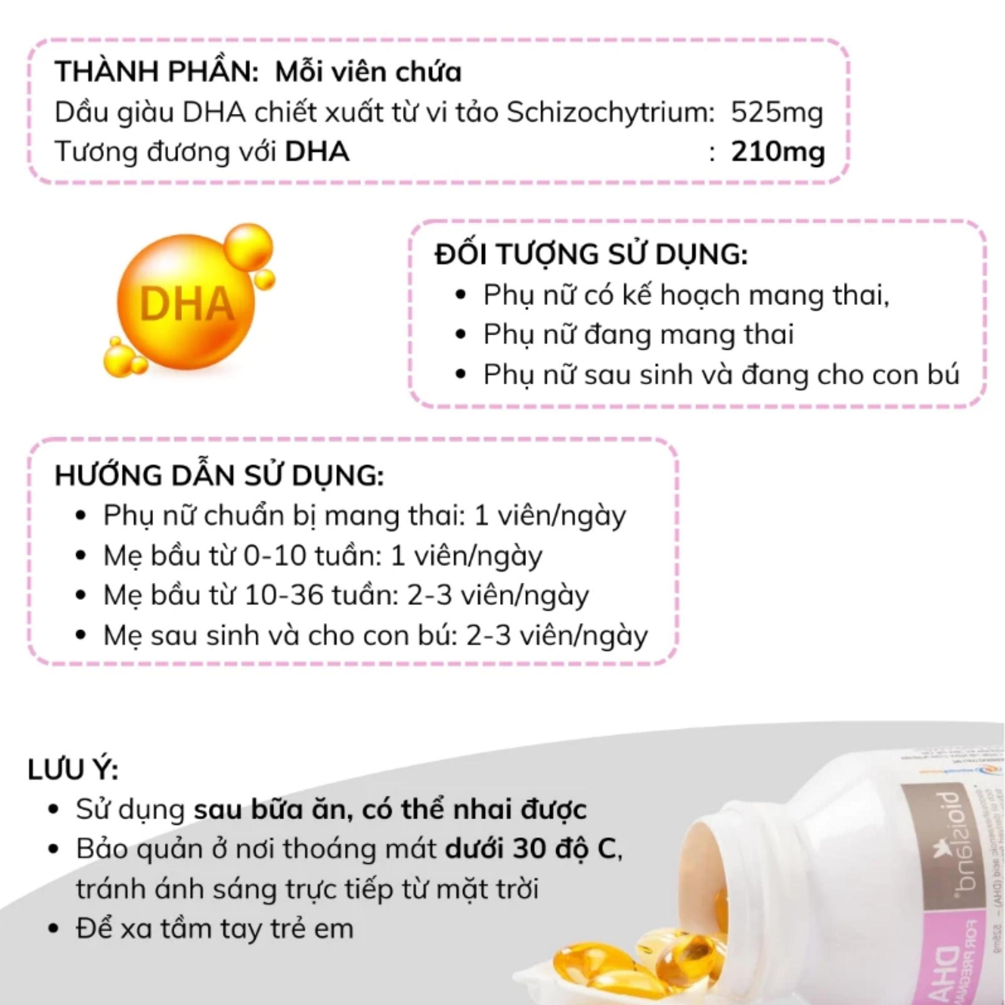 Viên Uống BioIsland DHA For Pregnancy Bổ Sung DHA Cho Bà Bầu, Phát Triển Não Bộ Và Thị Giác Thai Nhi – Hộp 60 Viên - Image 3