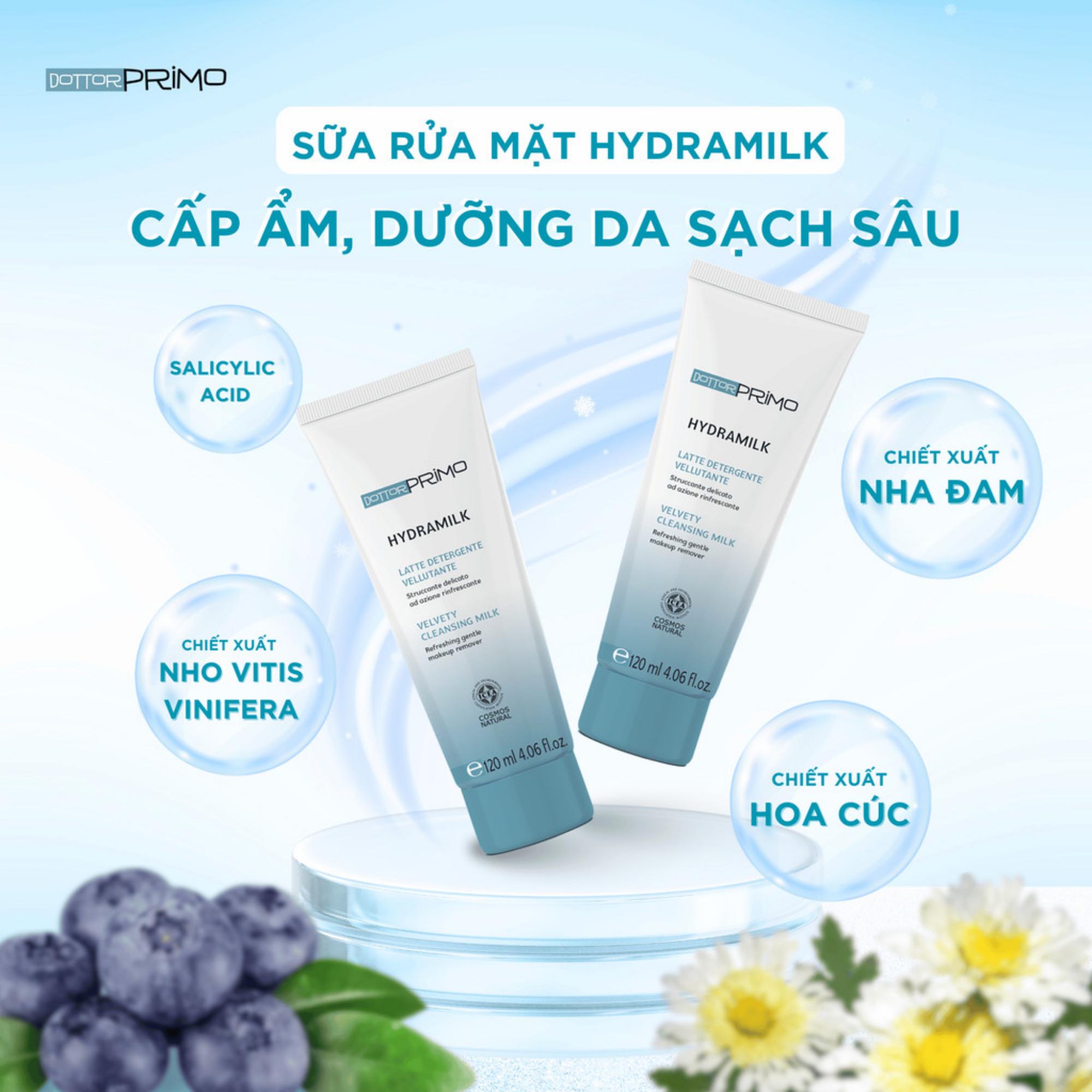 Sữa Rửa Mặt & Tẩy Trang DottorPrimo Hydramilk Dưỡng Ẩm Cho Da Khô & Nhạy Cảm - 120ml - Image 4