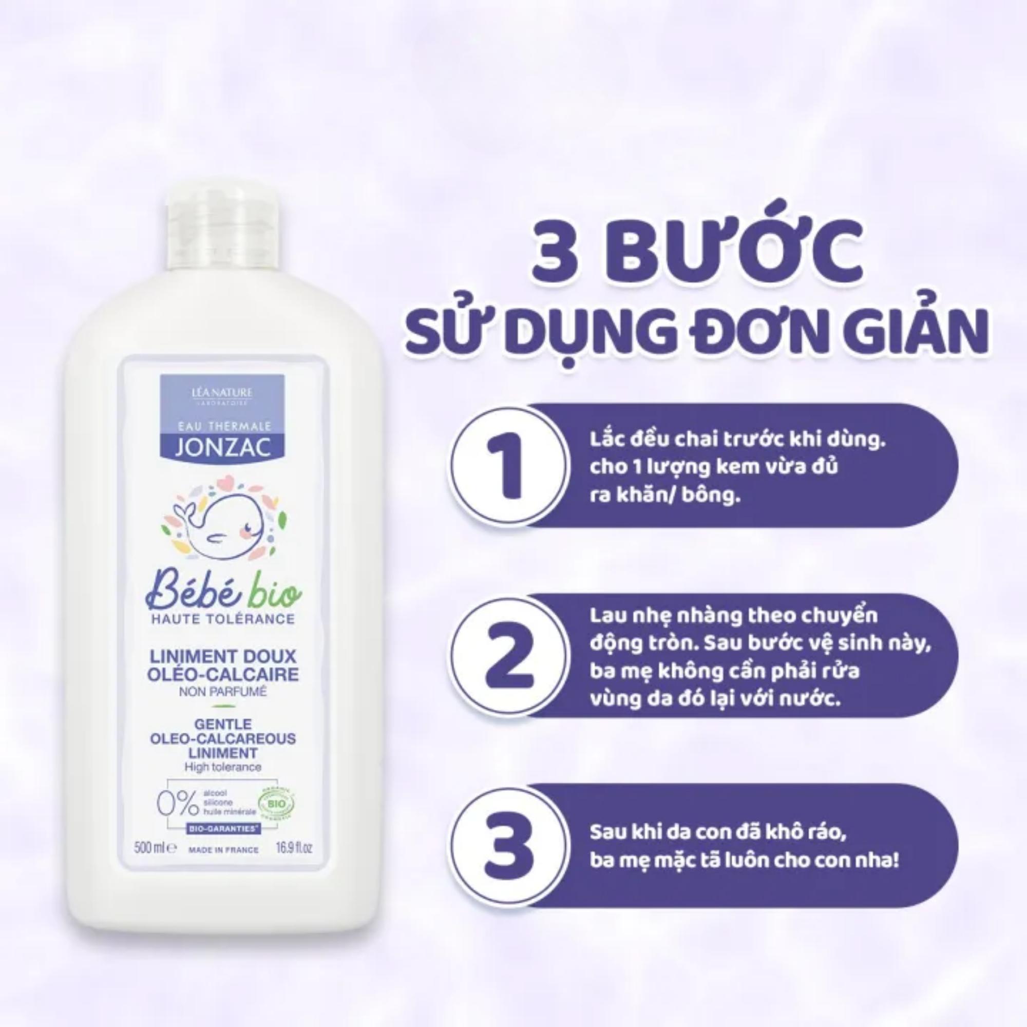 Dung Dịch Vệ Sinh Chống Hăm Tã Hữu Cơ Jonzac Giữ Ẩm, Làm Mềm & Nuôi Dưỡng Da Bé 500ml/1L - Image 5