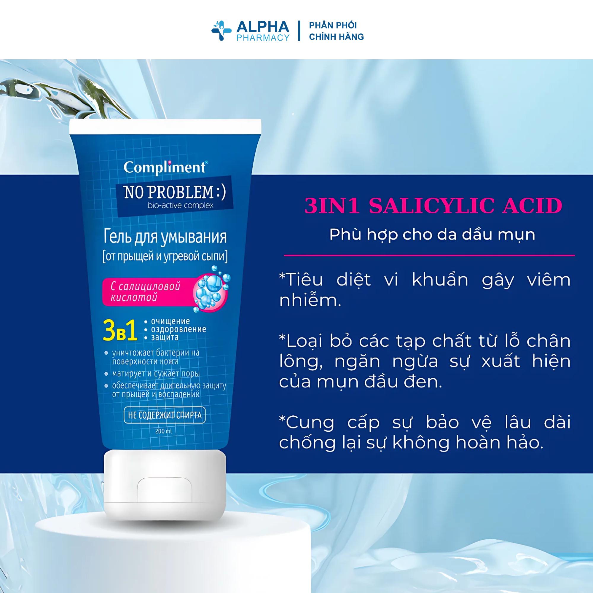 Gel rửa mặt Compliment No Problem Ngăn Ngừa Mụn Sạch Sâu - 200ml - Image 5