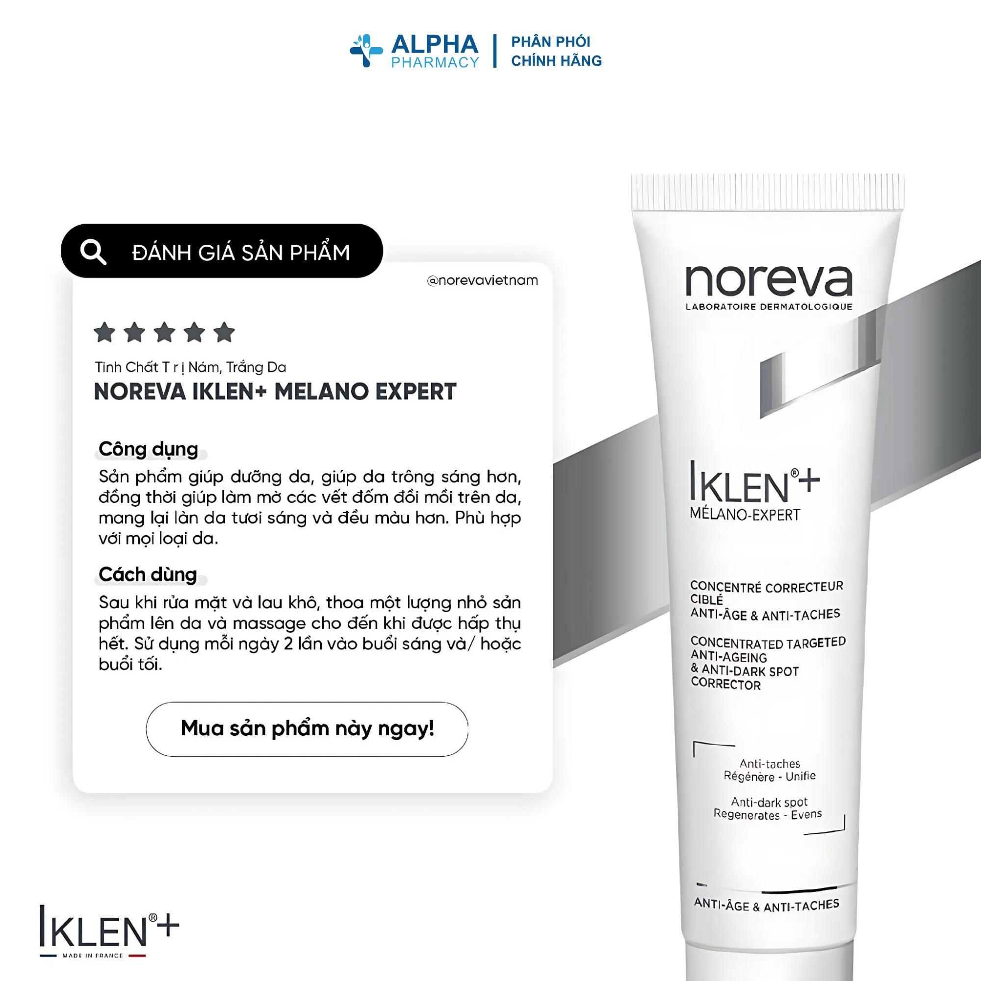 Tinh Chất Trị Nám Noreva Iklen+ Melano Expert Concentrated Targeted Anti Wrinkle Depigmenting – 15ml - Image 4