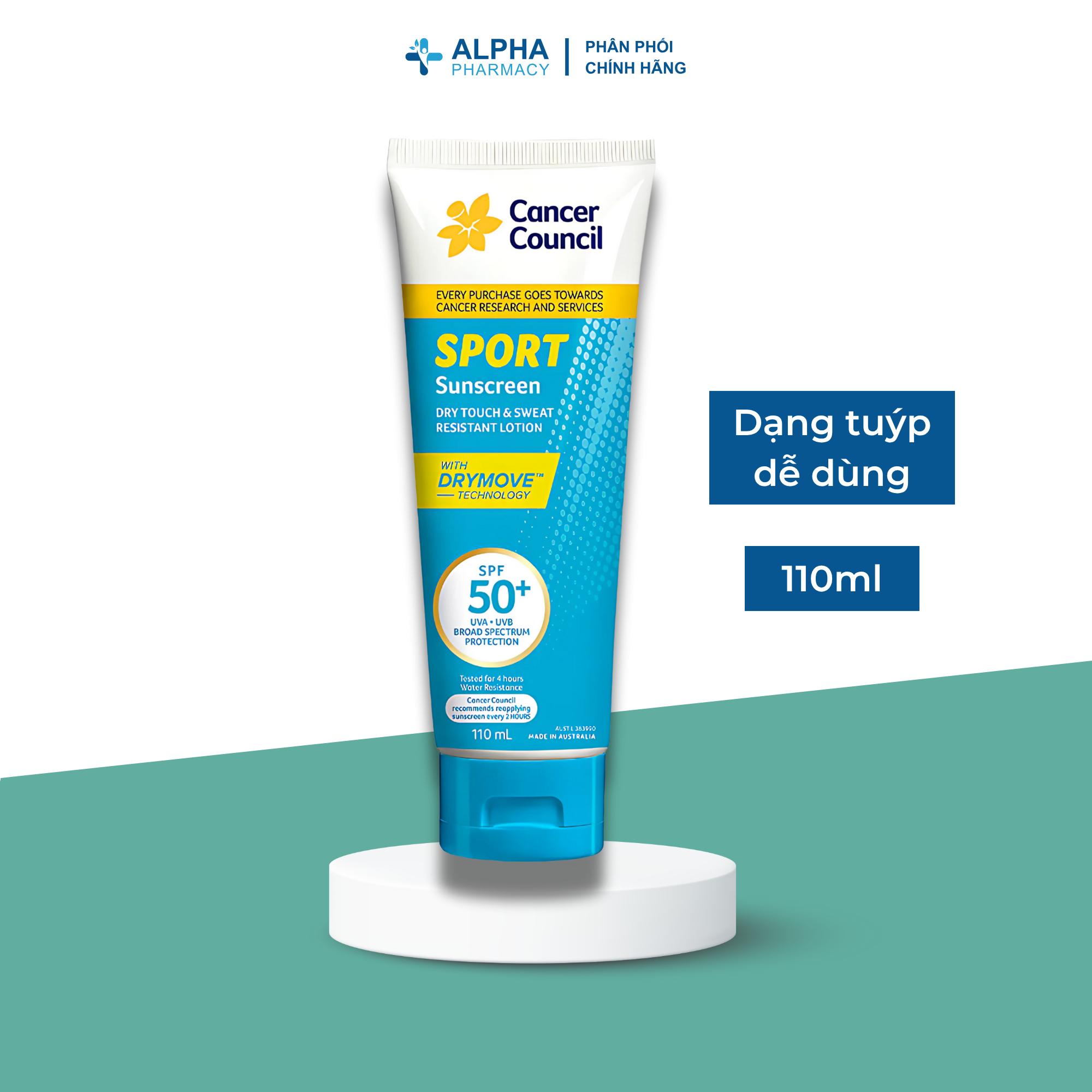 Kem Chống Nắng Cho Hoạt Động Thể Thao Cancer Council Sport Sunscreen Dry Touch & Sweat Resistant Lotion SPF50+ - 110ml - Image 5