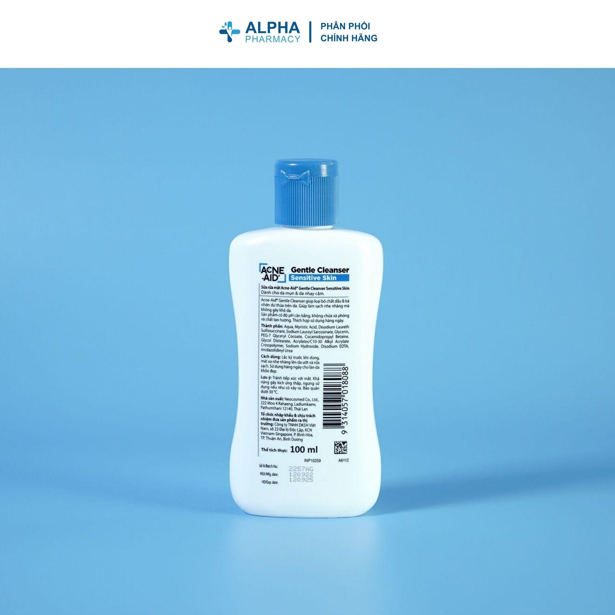 Sữa Rửa Mặt Acne-Aid Gentle Cleanser Sensitive Skin Làm Sạch Dịu Nhẹ, Giảm Kích Ứng – 100ml - Image 3