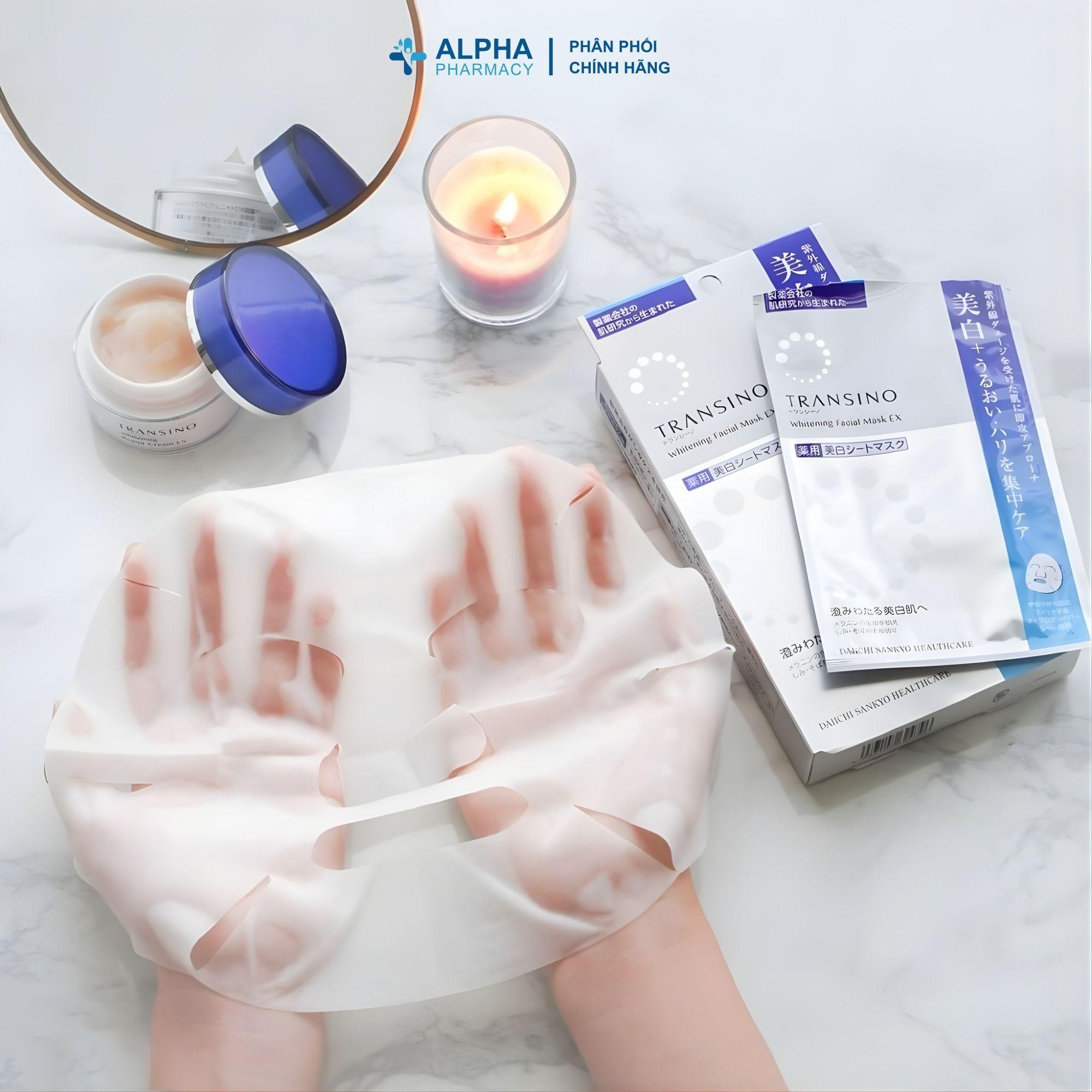 Mặt Nạ Dưỡng Trắng Da Transino EX Cấp Ẩm, Làm Sáng Da – Hộp 4 Miếng - Image 3