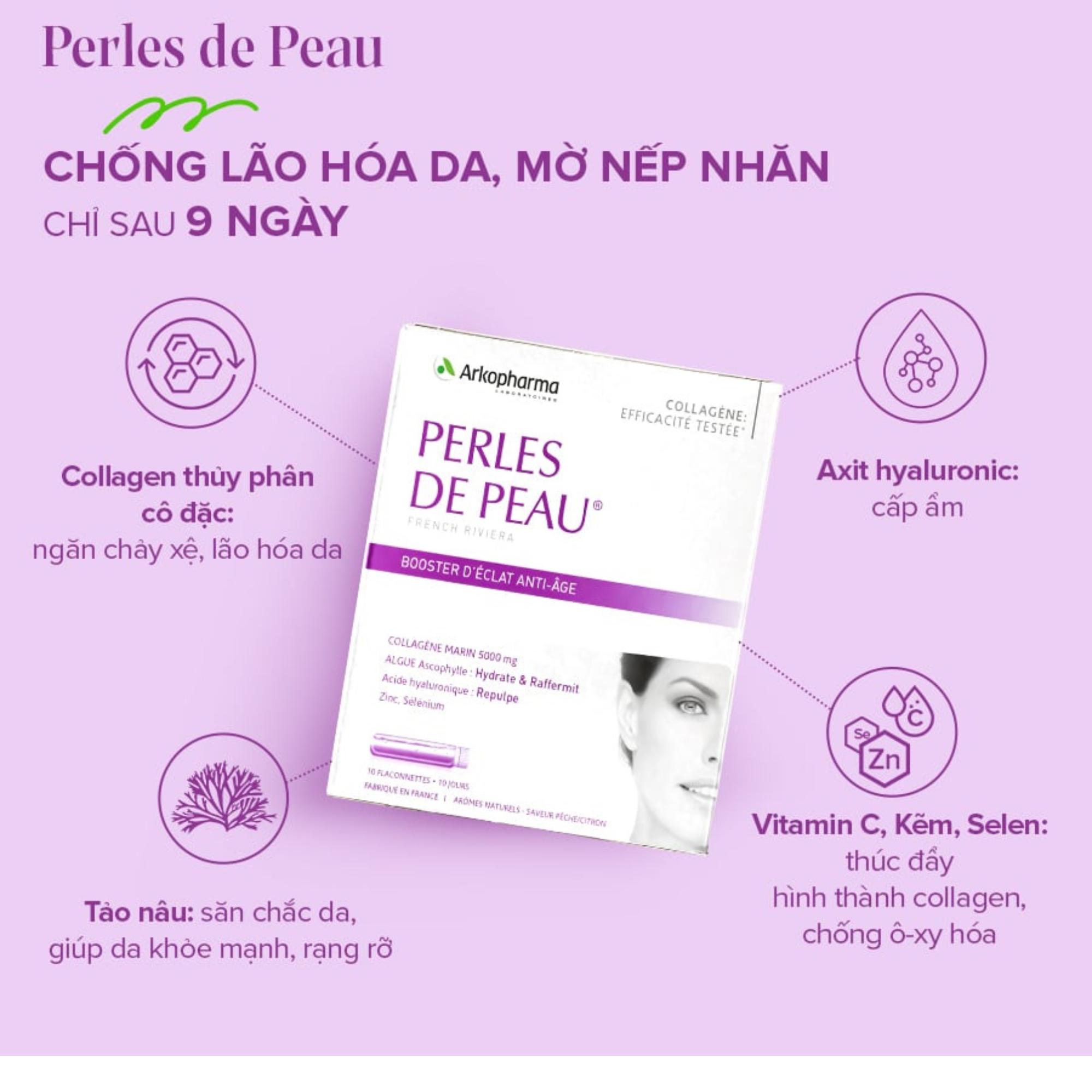 Nước Uống Collagen Arkopharma Perles De Peau Chống Lão Hóa – Hộp 10 Ống - Image 3