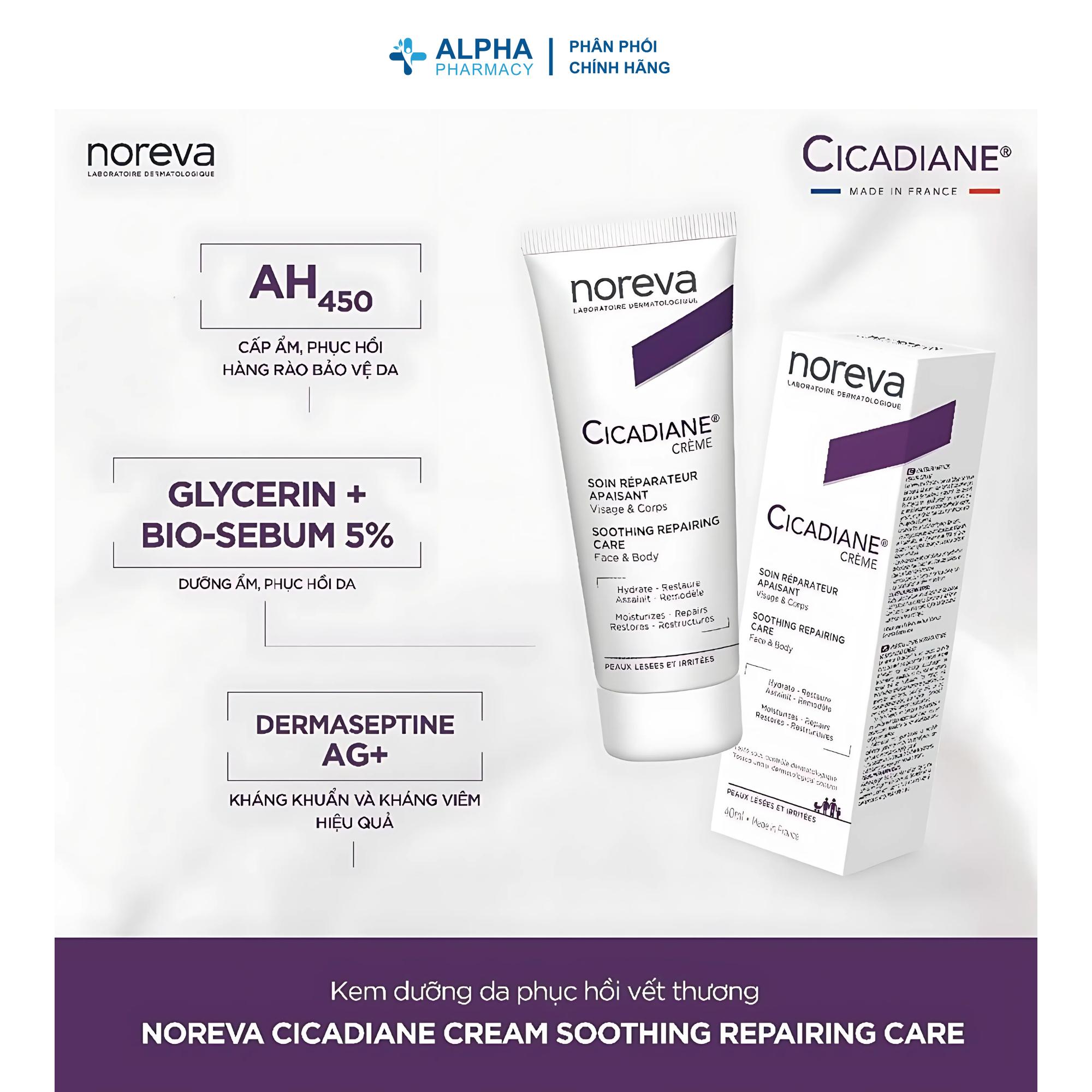 Kem Dưỡng Phục Hồi Noreva Cicadiane Cream Soothing Repairing Care Cho Da Tổn Thương & Sau Viêm – 40ml - Image 4