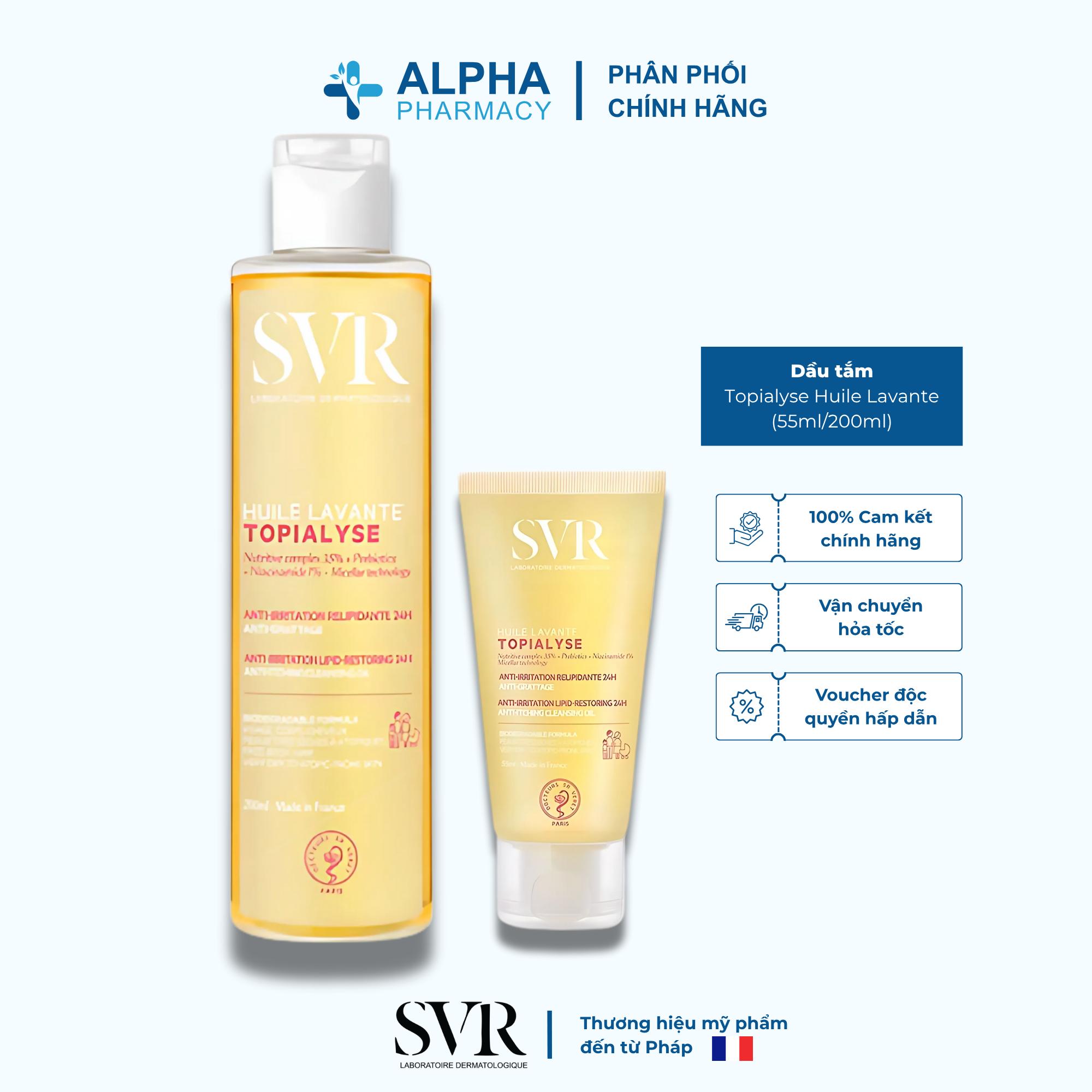 Dầu Tắm SVR Topialyse Huile Lavante Làm Sạch & Làm Dịu Da – 55ml/200ml
