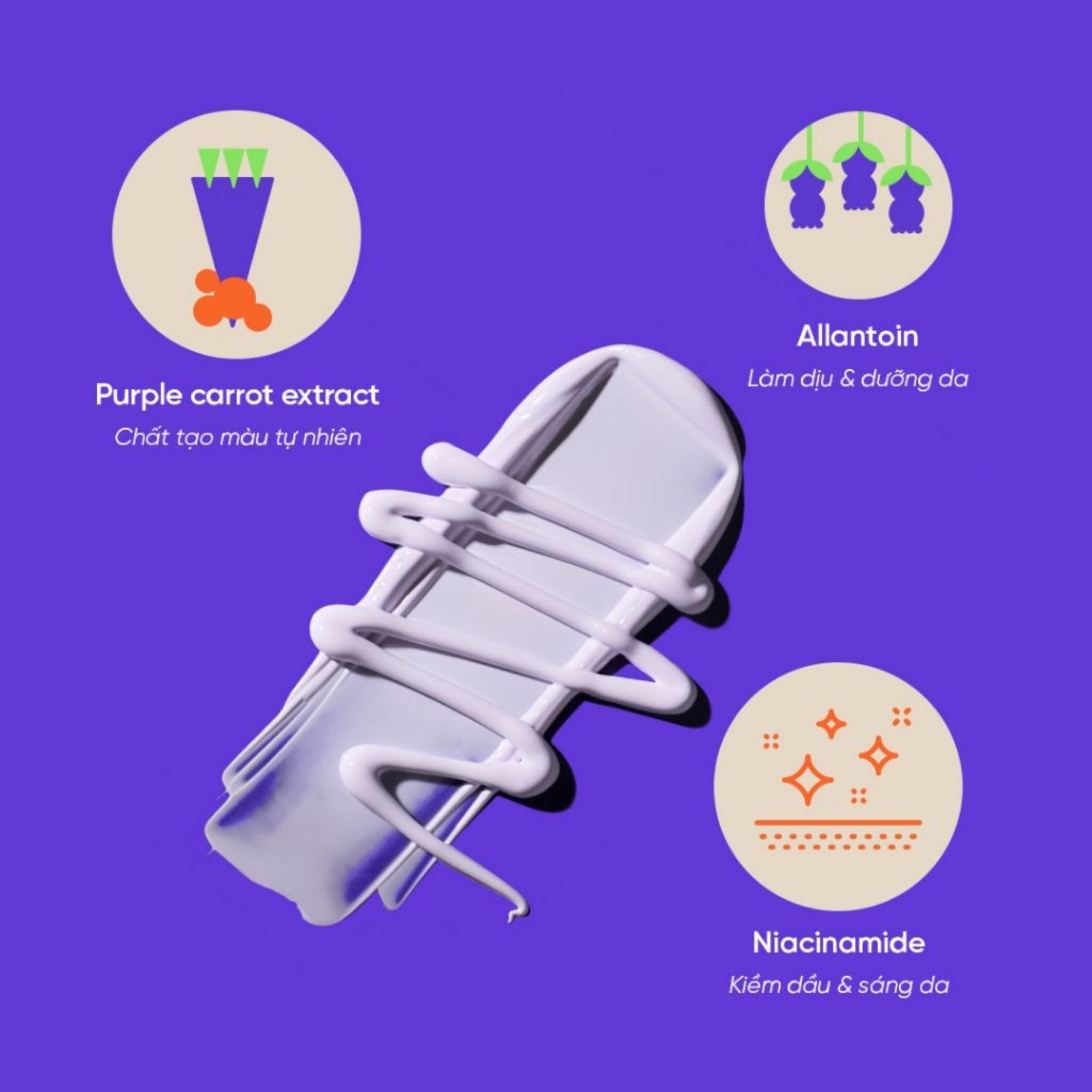 Kem Chống Nắng Nâng Tông Beplain Sunmuse Tone Up & Correcting Sunscreen SPF50+ PA++++ Cấp Ẩm, Căng Bóng – 50ml (Tím) - Image 3