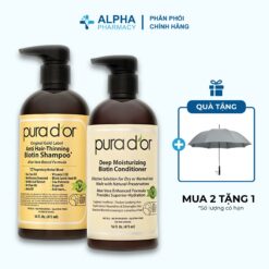Combo Gội Xả Pura D’or Biotin Gold Label – Giảm Rụng, Nuôi Dưỡng Tóc Khỏe 473ml
