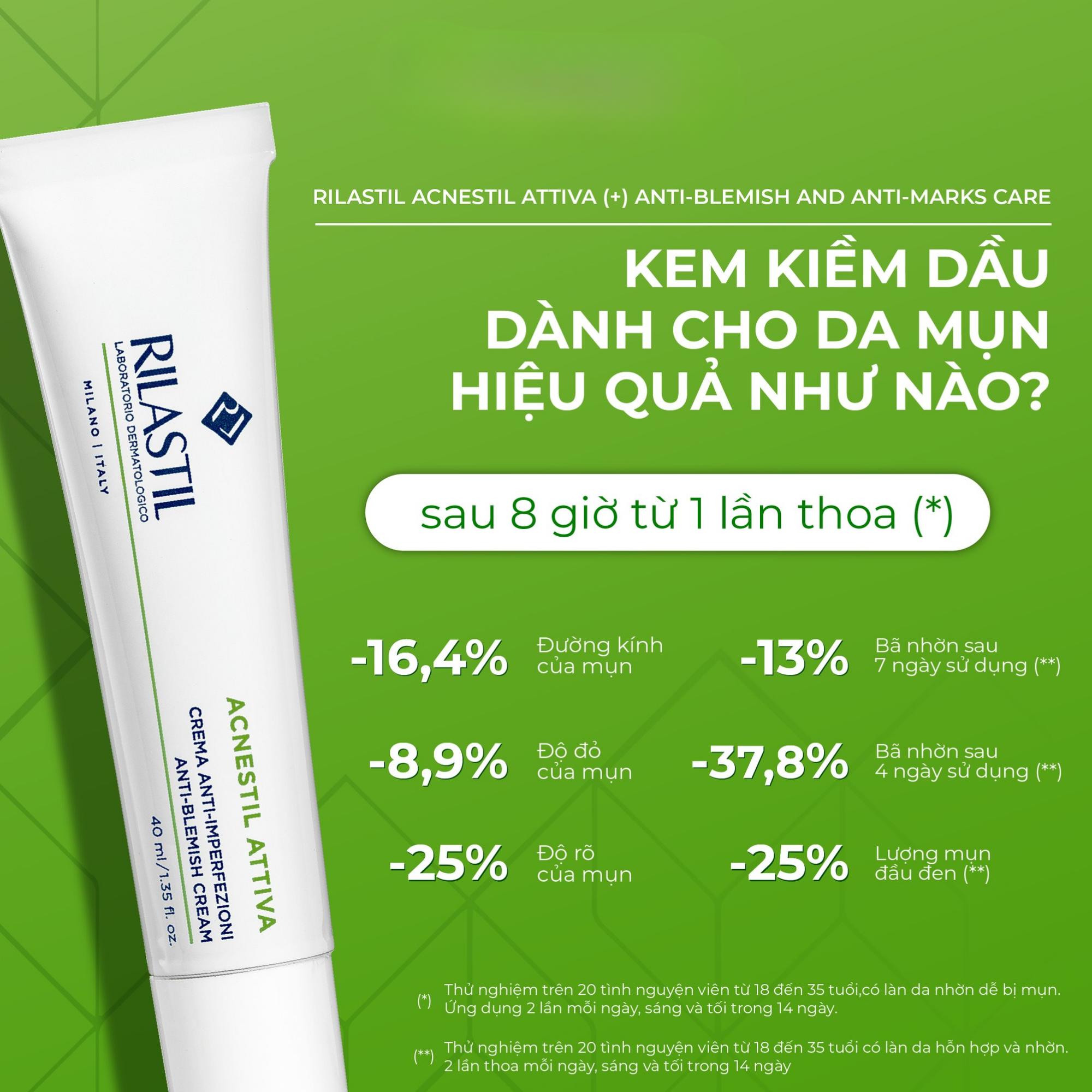 Kem Kiềm Dầu Rilastil Acnestil Attiva (+) Anti-Blemish & Anti-Marks Care Cho Da Mụn - 40ml - Image 4