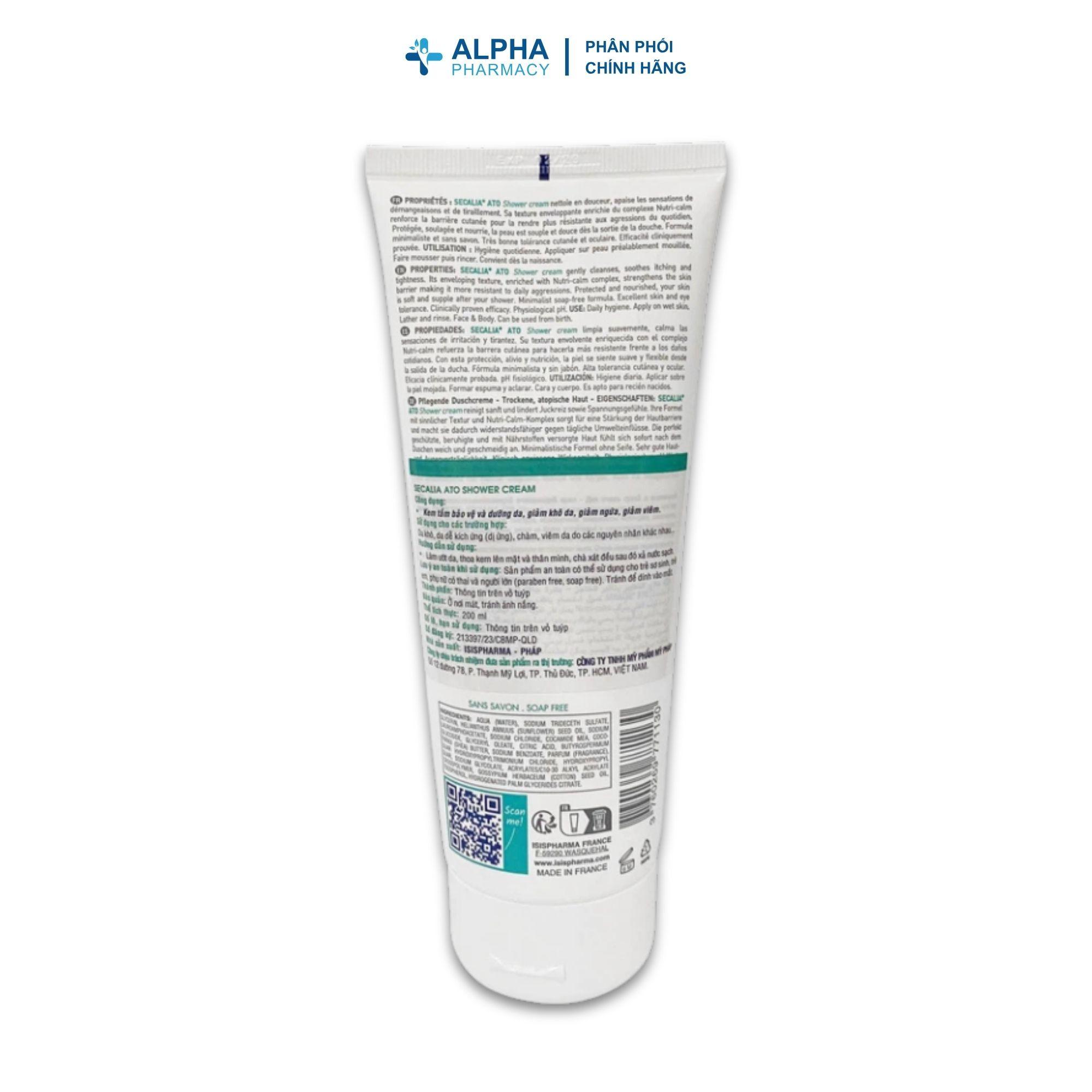 Sữa Tắm Isis Pharma Secalia Shower Cream Cho Da Khô, Hỗ Trợ Viêm Da Cơ Địa, Làm Mềm Da - 200ml/400ml - Image 3