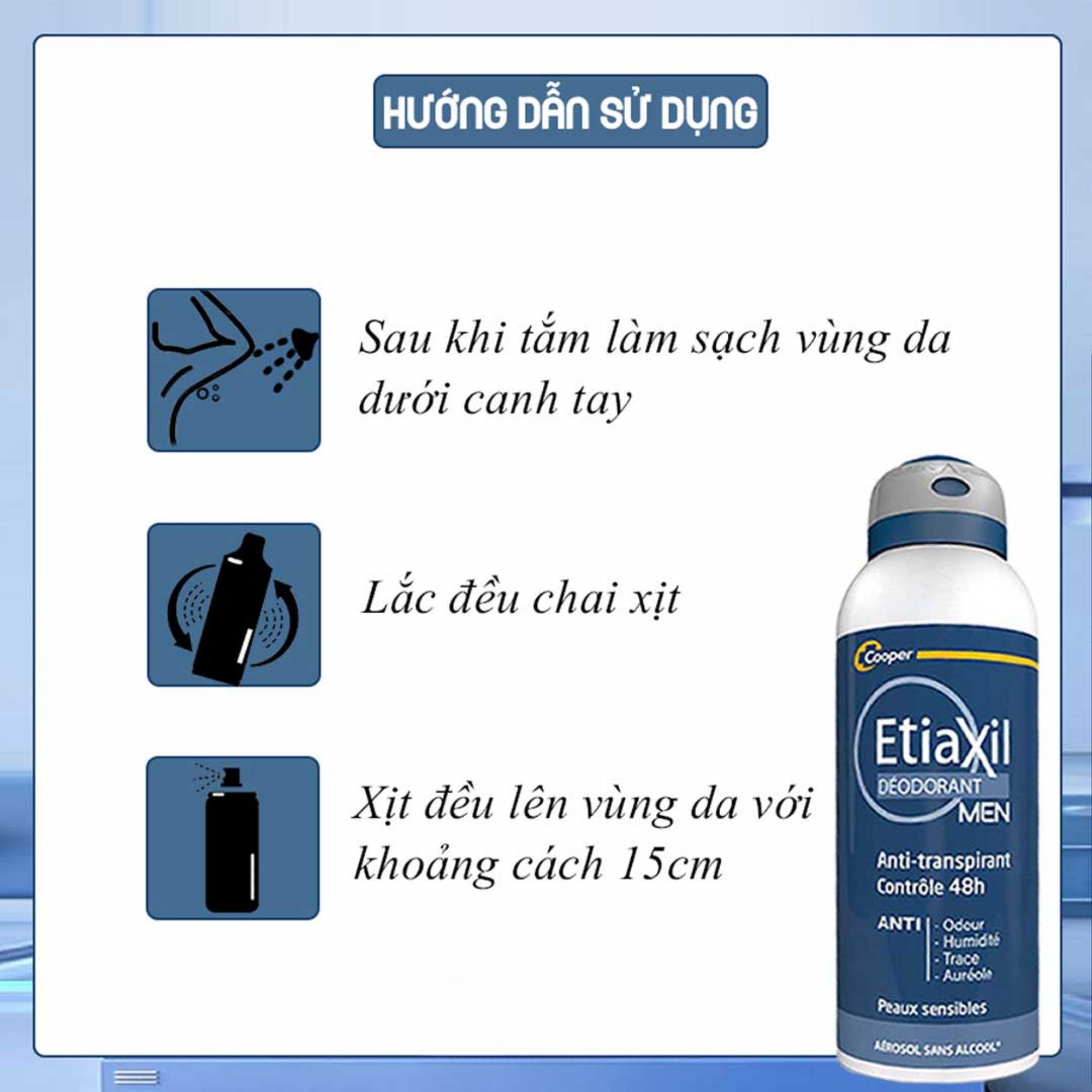 Xịt Khử Mùi Etiaxil Aerosol Homme 48H Ngăn Mồ Hôi & Giảm Mùi Cơ Thể – 150ml - Image 4