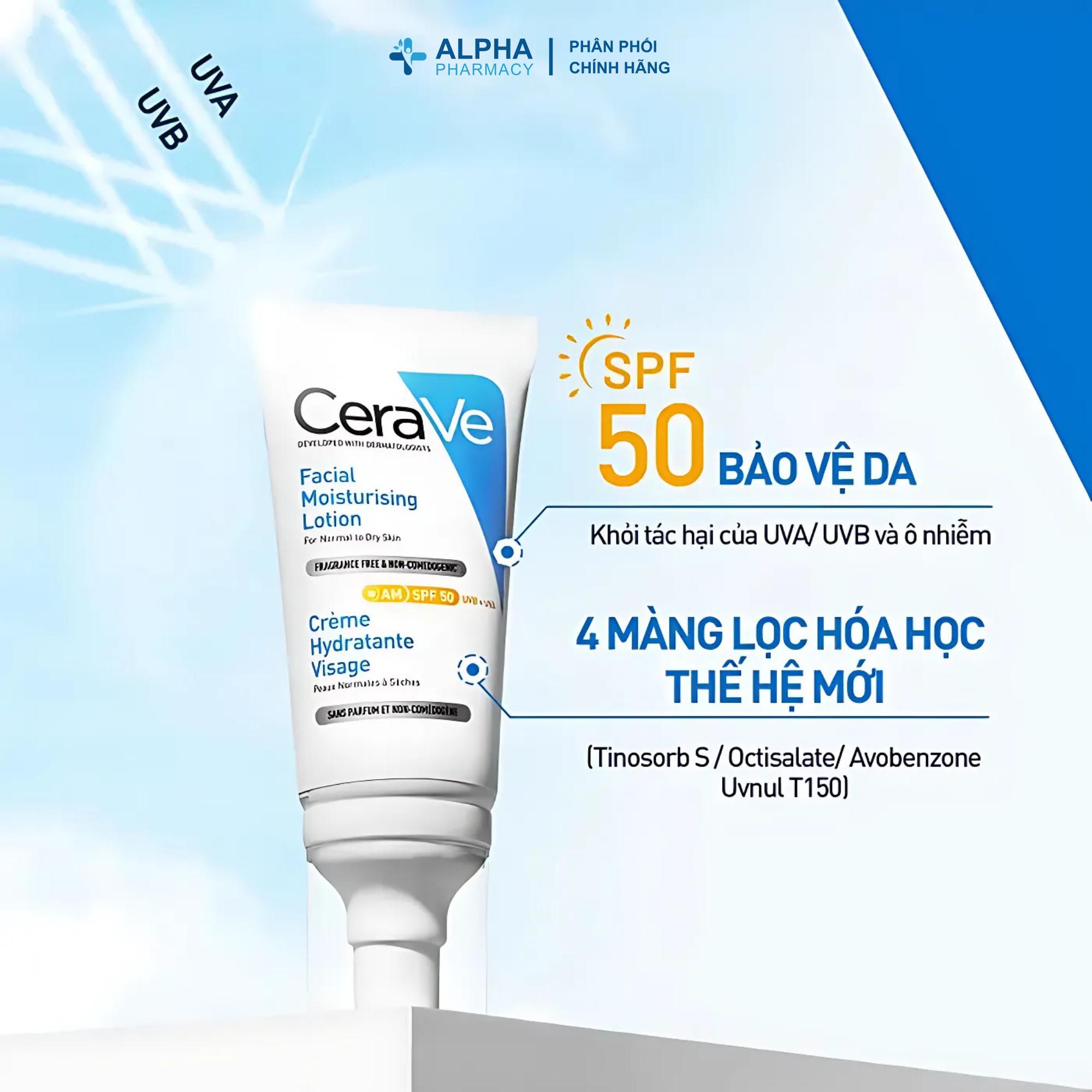 Sữa Chống Nắng Cerave Facial Moisturising Lotion AM SPF50 Dưỡng Ẩm & Phục Hồi Da – 52ml - Image 2