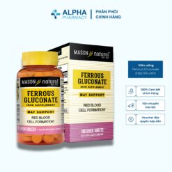 Viên Uống Bổ Sung Mason Natural Ferrous Gluconate Hỗ Trợ Bổ Sung Sắt, Ngừa Thiếu Máu