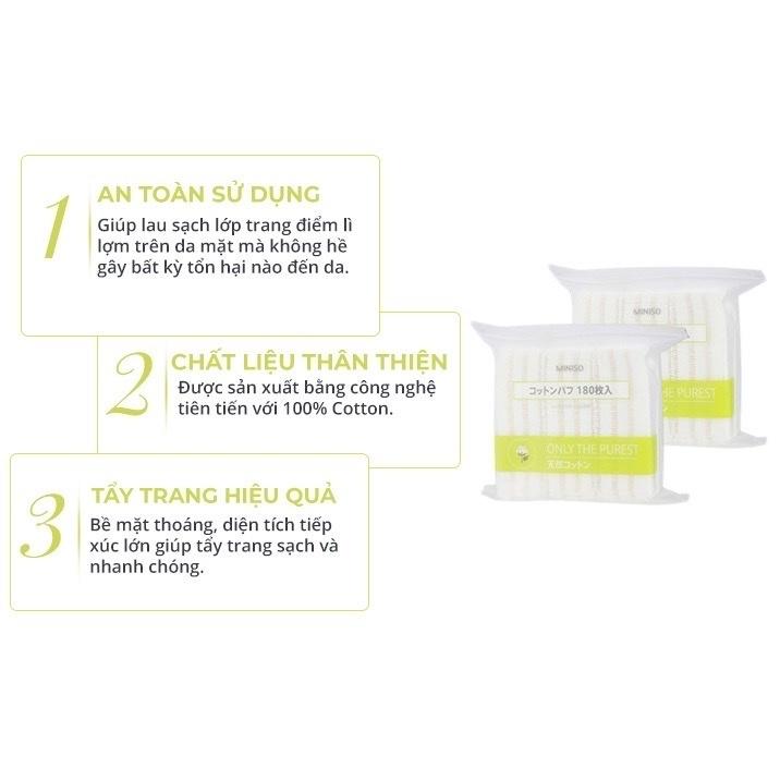 Bông Tẩy Trang Miniso Nhật Bản 100% Cotton Siêu Mềm Siêu Dai 180 Miếng - Image 4