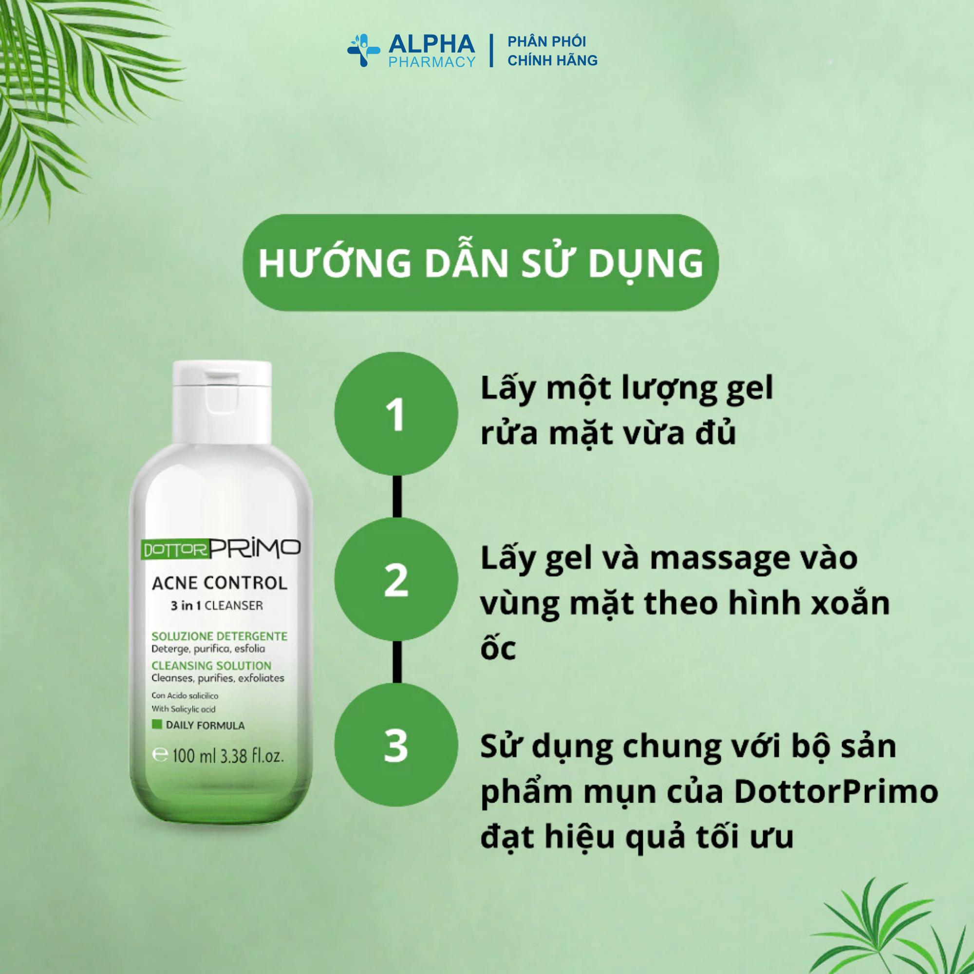 Gel Rửa Mặt DottorPrimo Acne Control 3in1 Làm Sạch Sâu, Giảm Mụn, Kiềm Dầu Cho Da Dầu Mụn - 100ml - Image 5