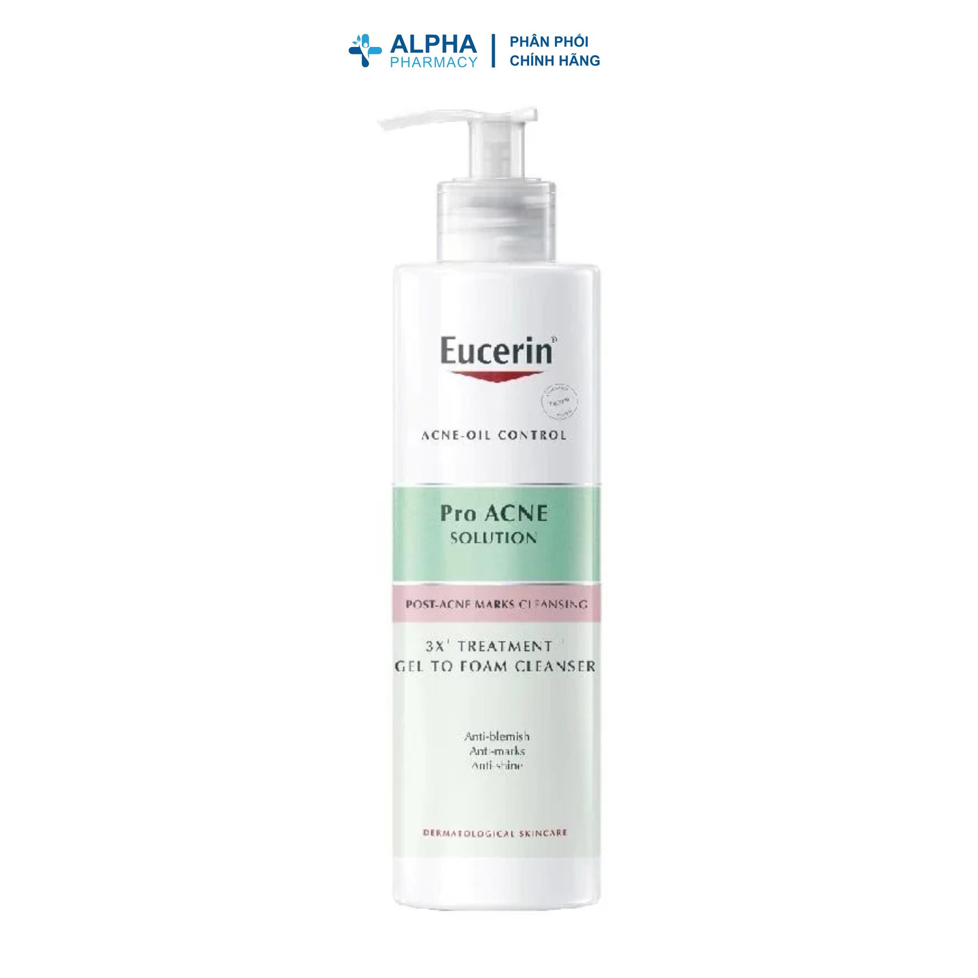 Gel Rửa Mặt Eucerin ProACNE 3X Treatment Gel To Foam Cleanser Làm Sạch Sâu & Giảm Mụn – 75ml/150ml/400ml - Image 7