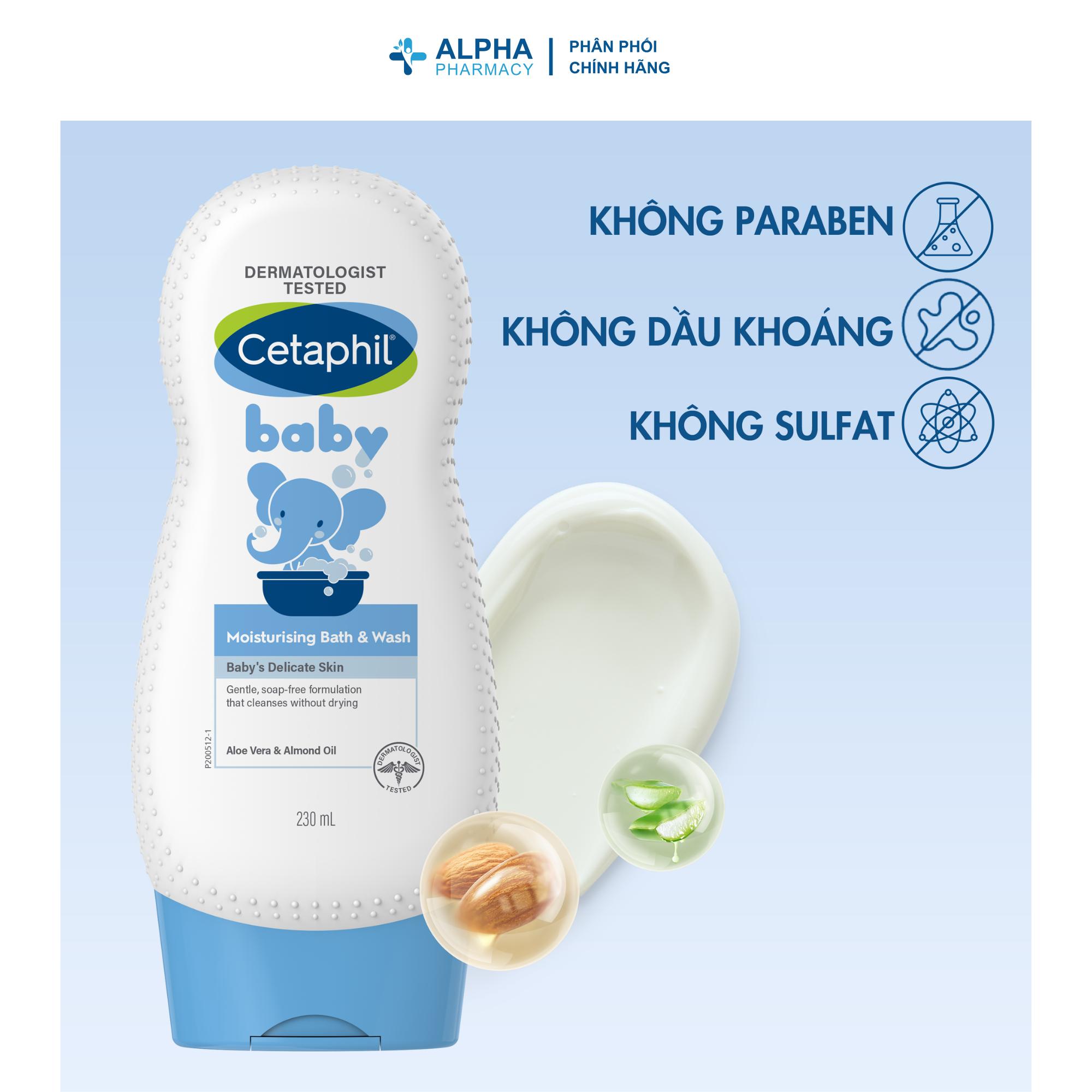 Sữa Tắm Gội Cetaphil Baby Moisturizing Bath & Wash Dưỡng Ẩm & Làm Sạch Dịu Nhẹ - 230ml - Image 2