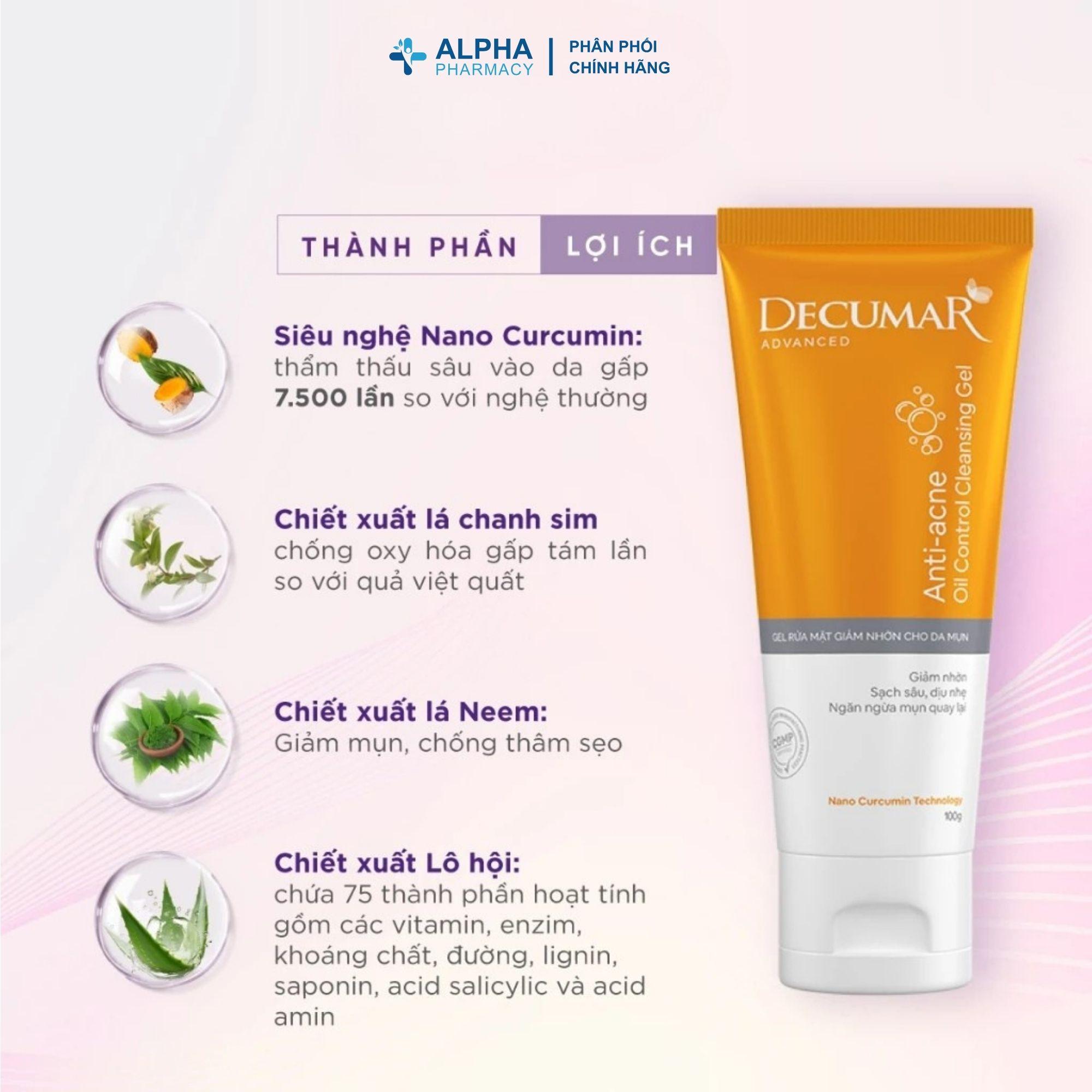 Gel Rửa Mặt Decumar Advanced Cleansing Cho Da Mụn, Giảm Bã Nhờn – 100g - Image 3