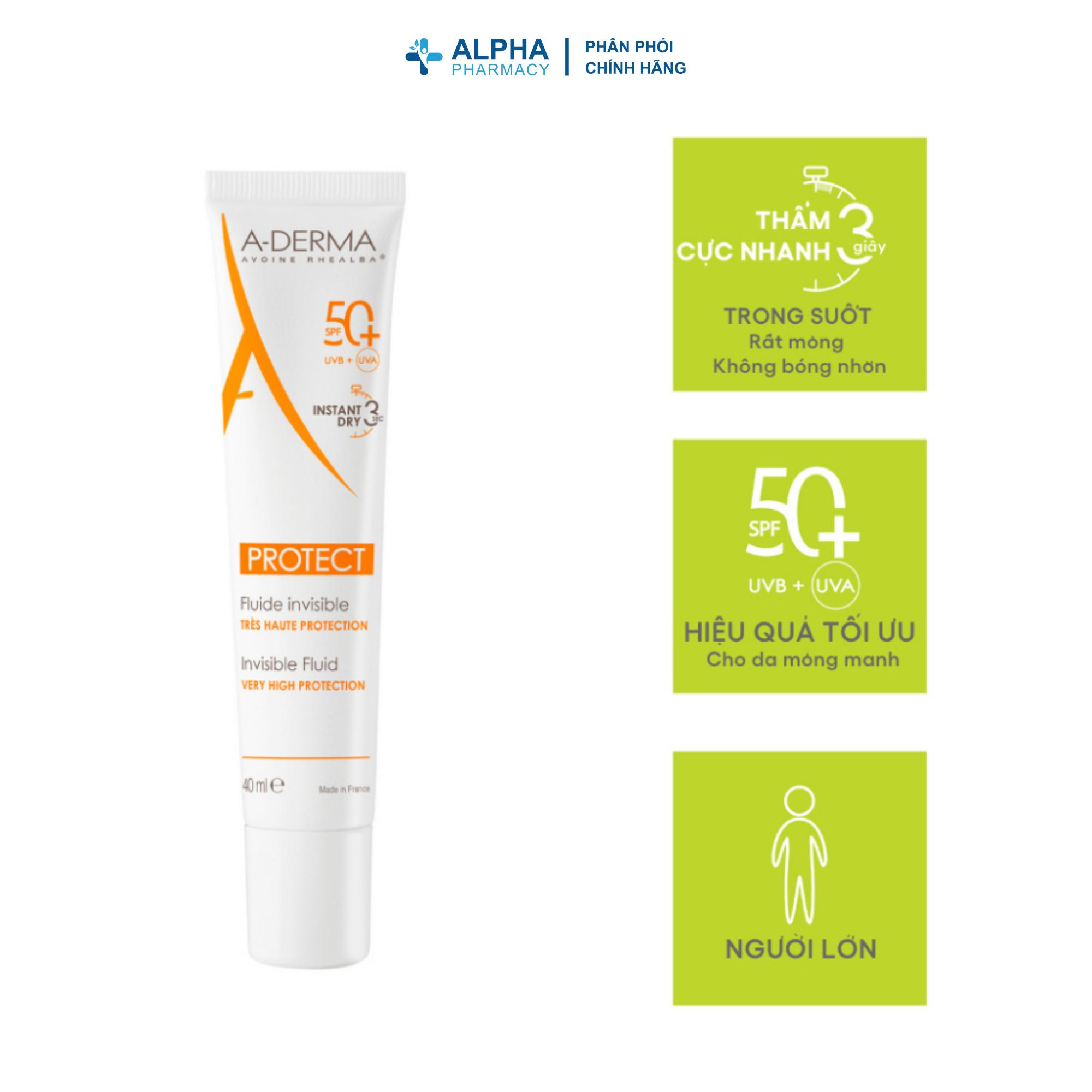 Kem Chống Nắng Cho Da Nhạy Cảm A-Derma Protect Invisible Fluid Very High Protection SPF50+ - 40ml - Image 3