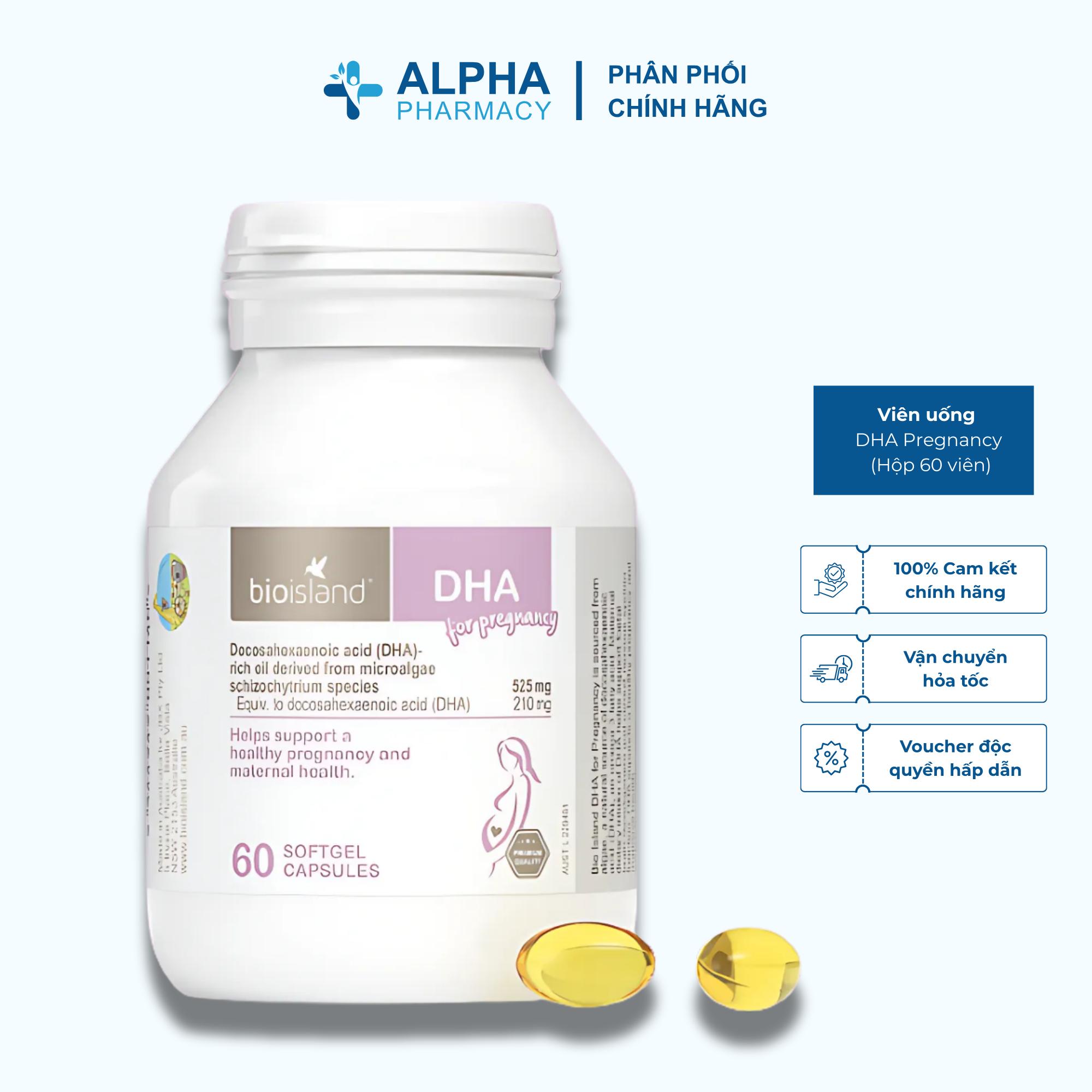 Viên Uống BioIsland DHA For Pregnancy Bổ Sung DHA Cho Bà Bầu, Phát Triển Não Bộ Và Thị Giác Thai Nhi – Hộp 60 Viên
