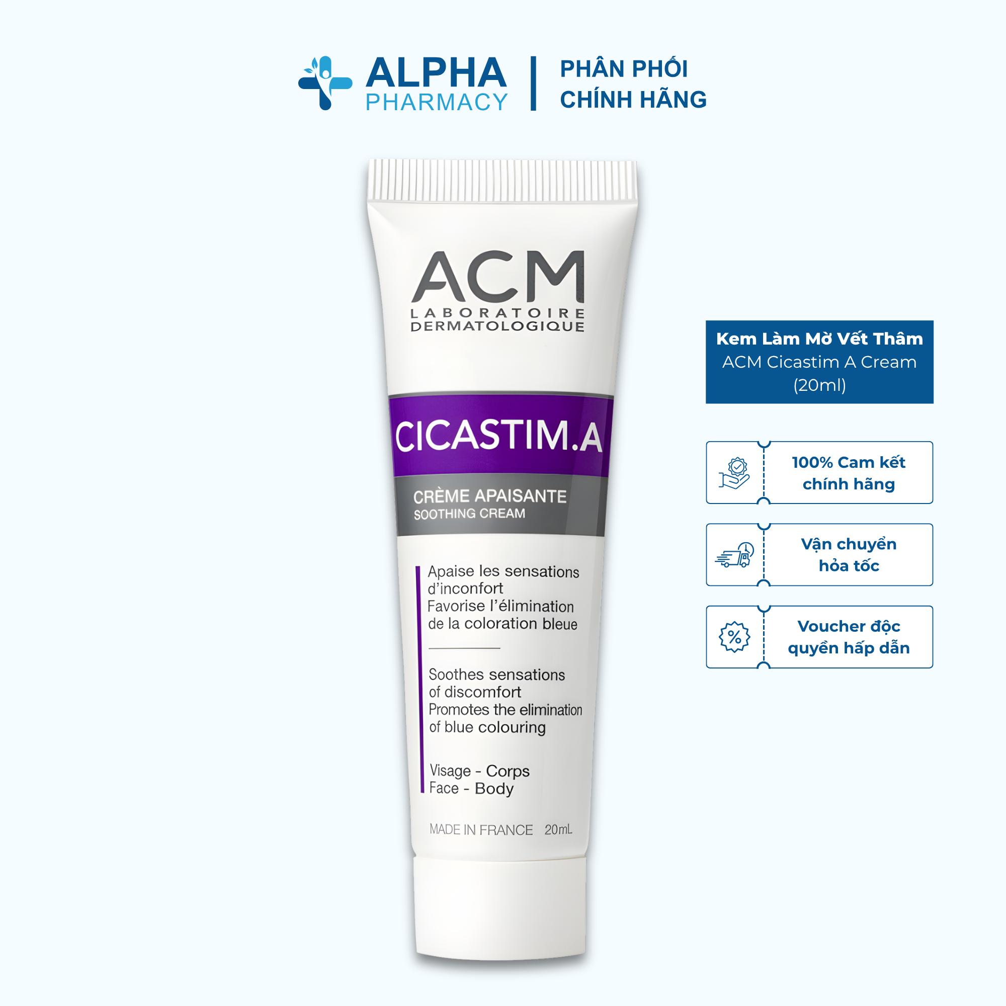 Kem Làm Mờ Vết Thâm ACM Cicastim A Cream Hỗ Trợ Phục Hồi Da Sau Tổn Thương - 20ml