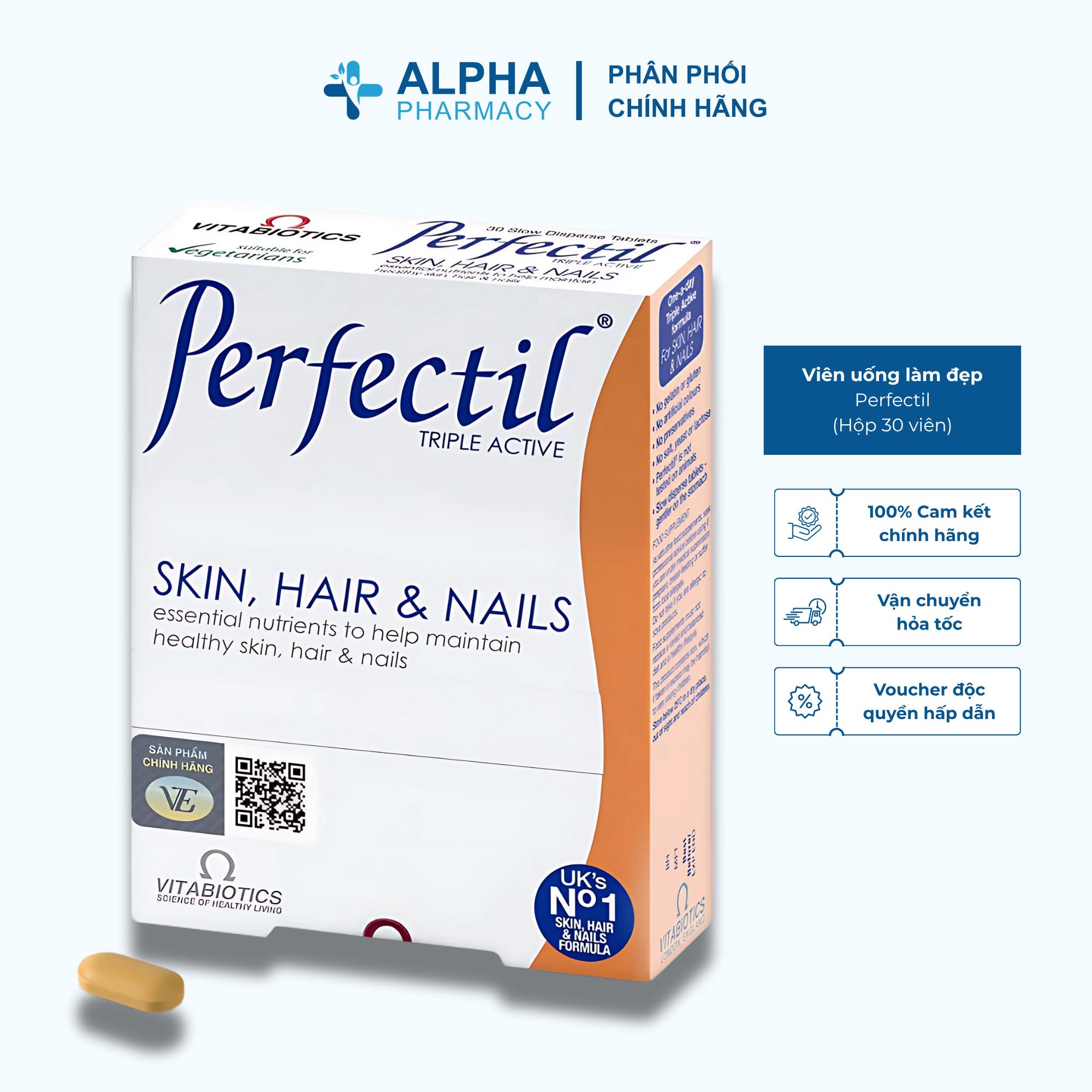 Viên Uống Làm Đẹp Vitabiotics Perfectil Nuôi Dưỡng Da, Tóc Và Móng – Hộp 30 Viên